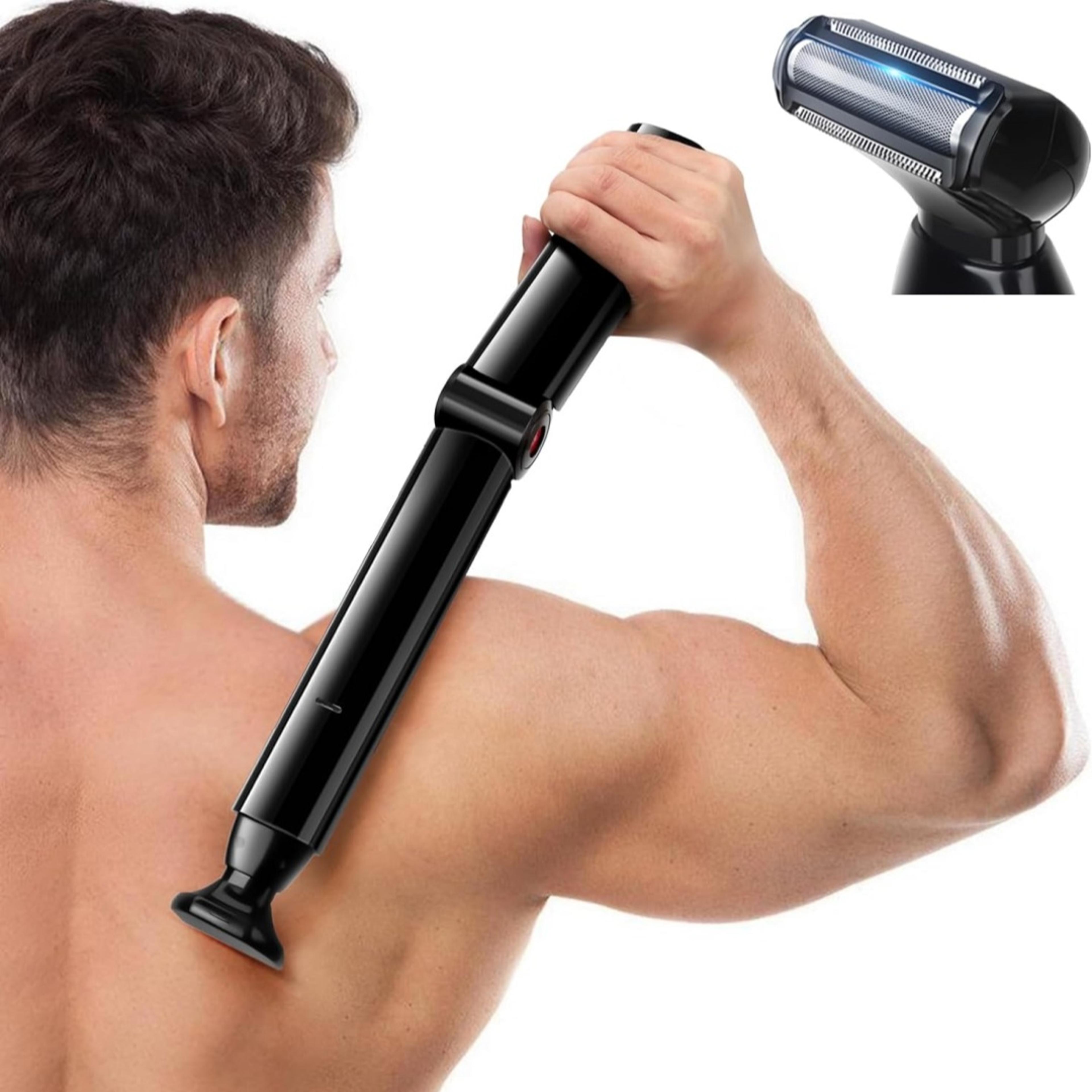 electric back shaver for men with foldable handle for easy self grooming at home