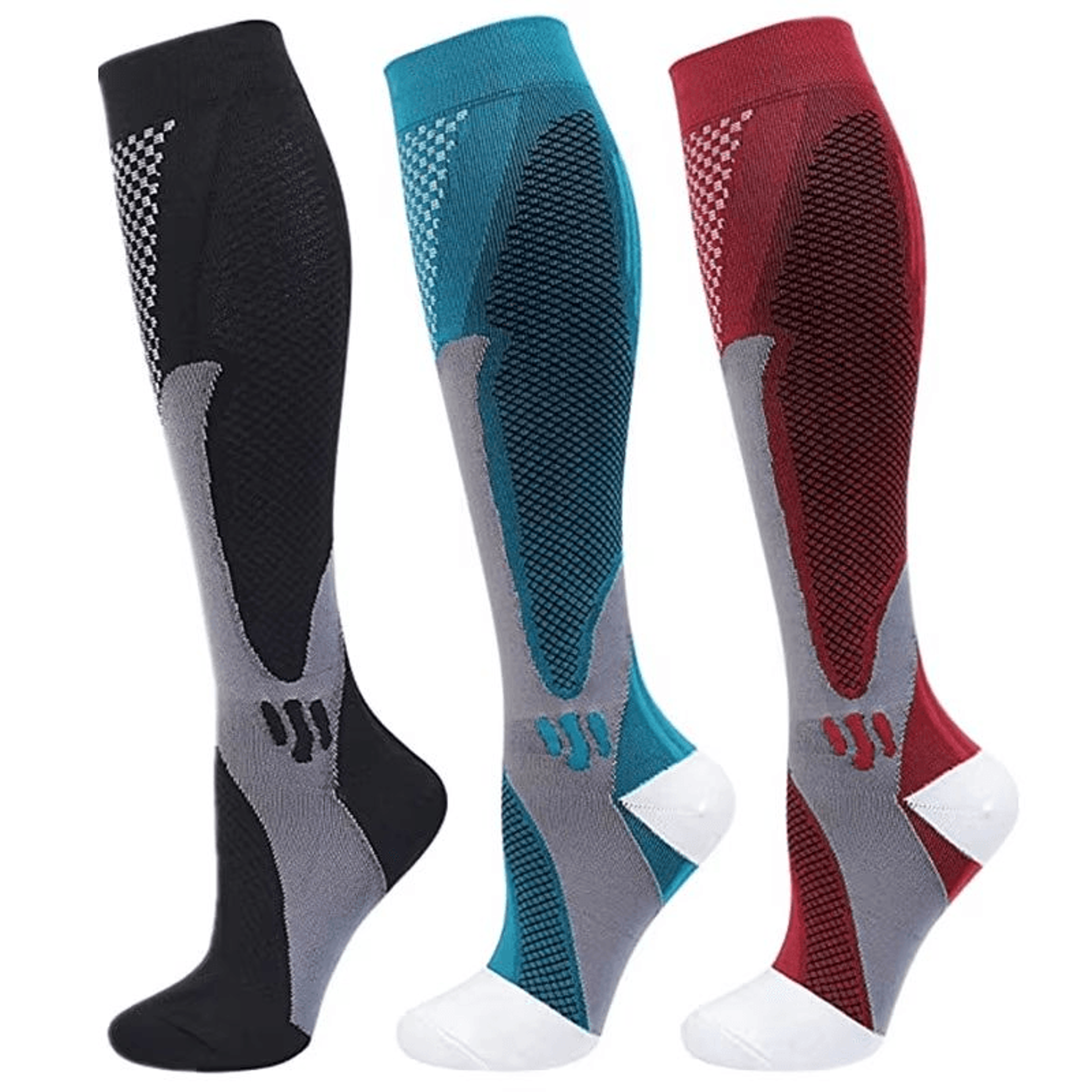 Graduated Compression Socks 30 MmHg  3 Pack For Varicose Veins Sports  Travel Comfort 15