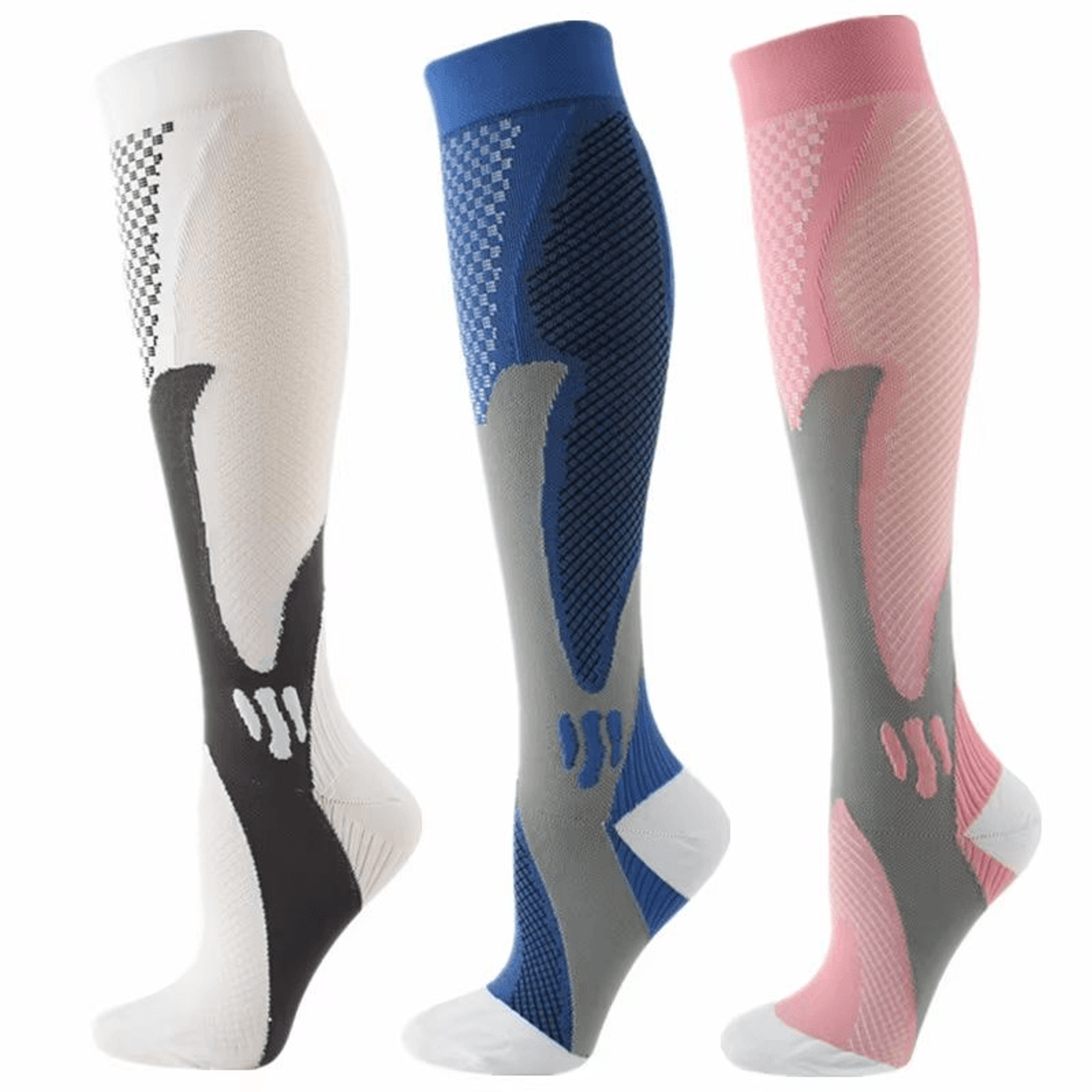 Graduated Compression Socks 30 MmHg  3 Pack For Varicose Veins Sports  Travel Comfort 9