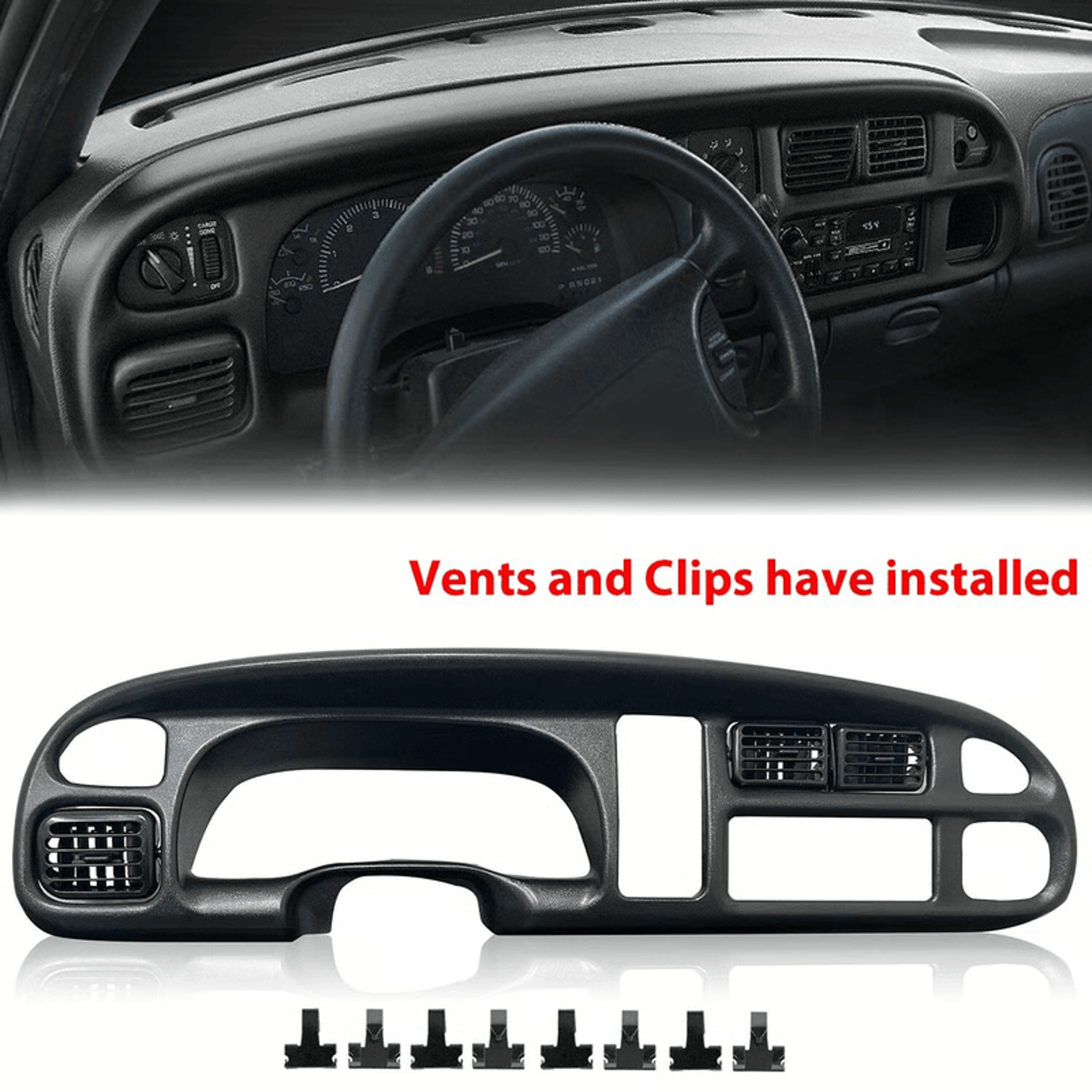 OEM Style Black Dash Bezel Vent Trim For 9802 Dodge Ram 1500 2500 3500 7