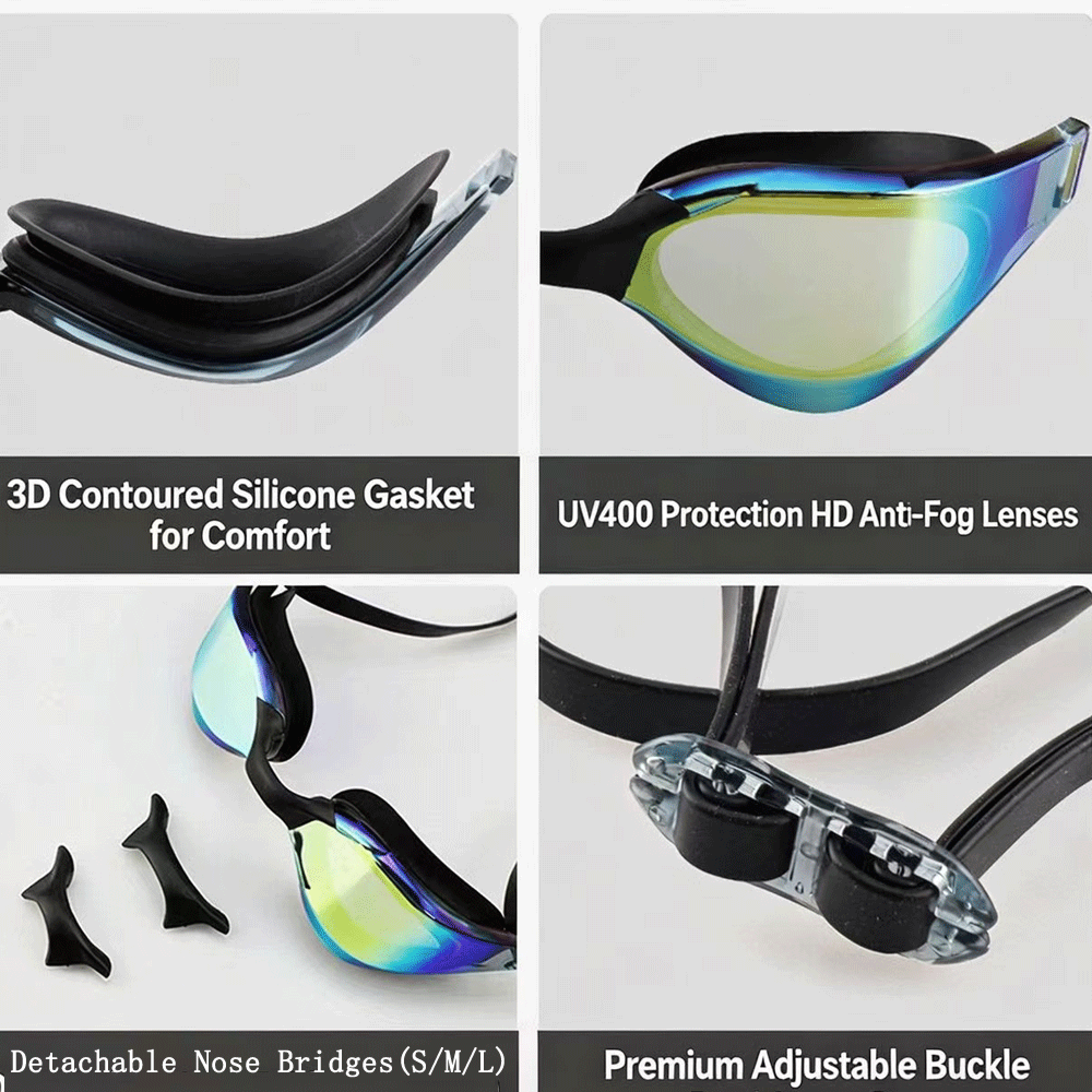 High Performance Anti Fog Swim Goggles With Earplugs Leak Proof UV Protection 3
