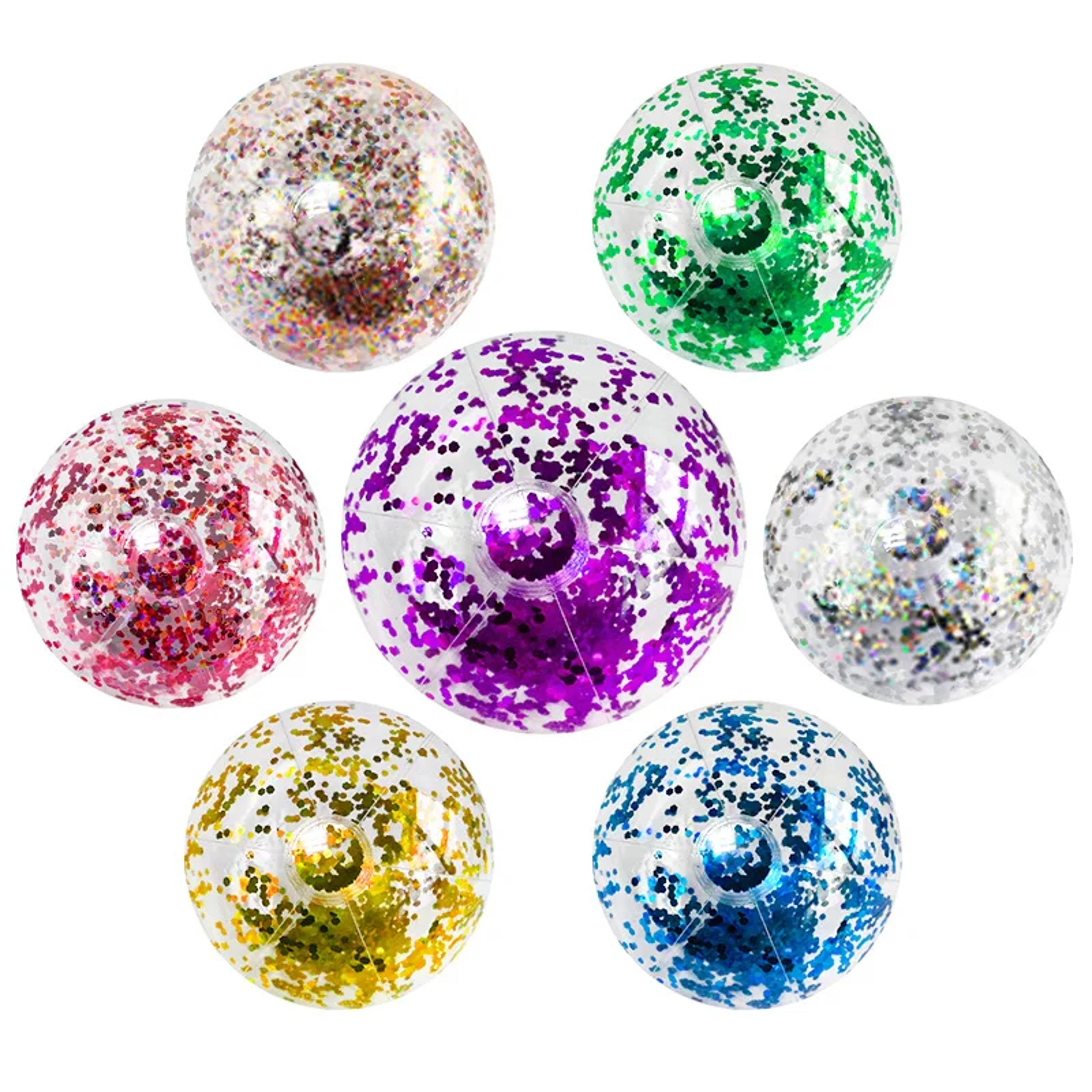 Clear Glitter Inflatable Beach Ball Sequins Pool Party Ball For Summer Fun 2