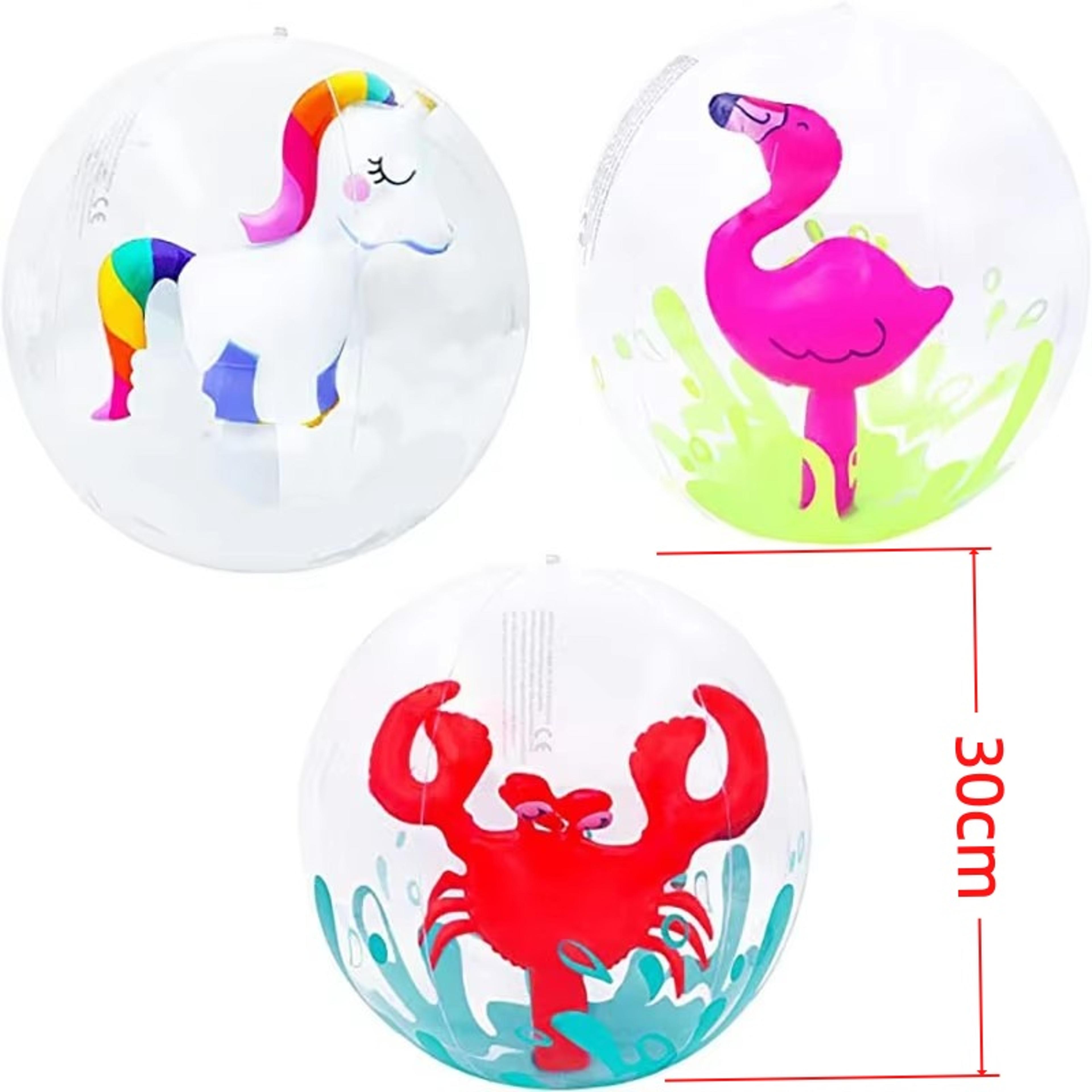 Transparent Inflatable Beach Ball With Flamingo Unicorn Designs For Kids Outdoor Water Fun 6