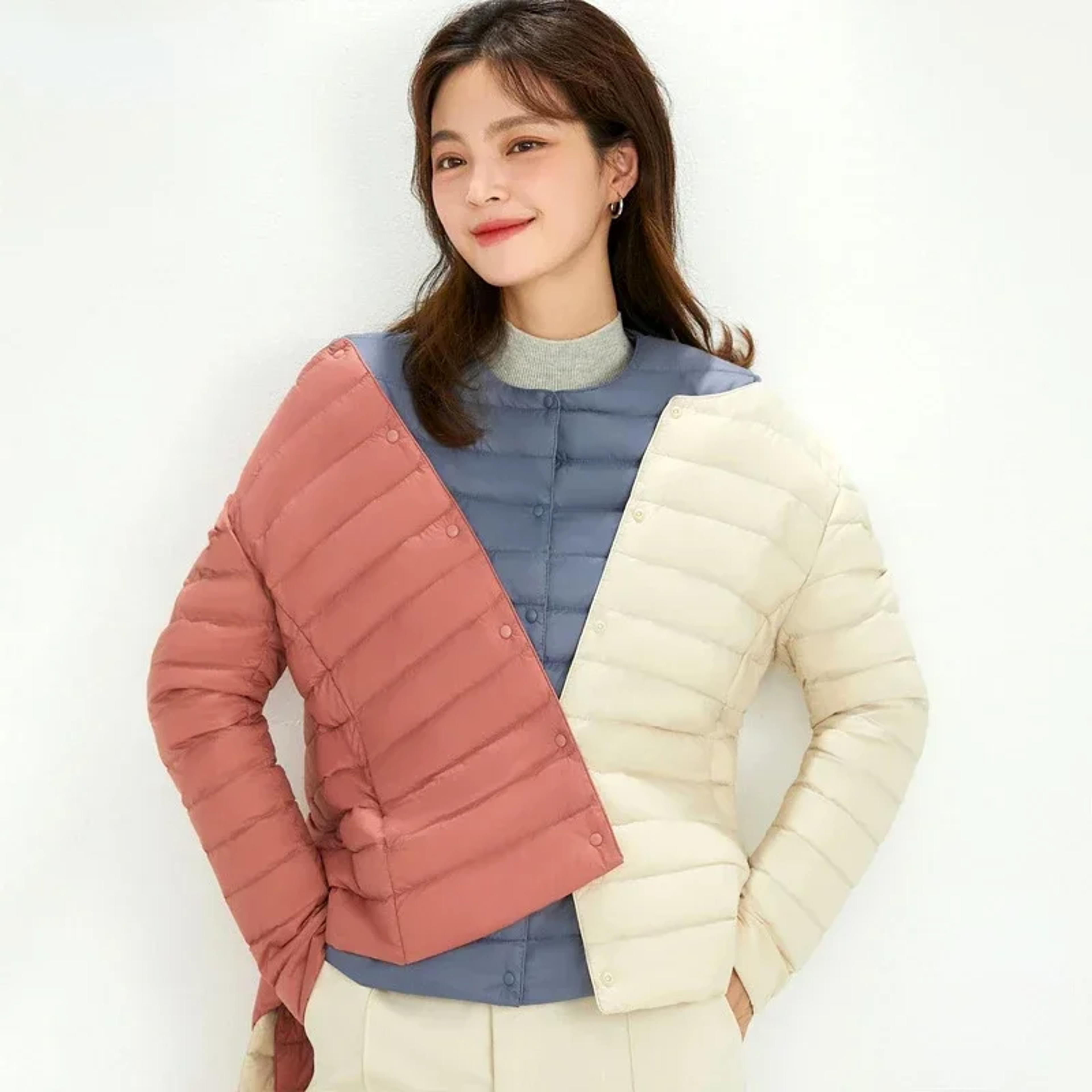 women's ultra lightweight packable puffer coat - slim fit white duck down winter jacket