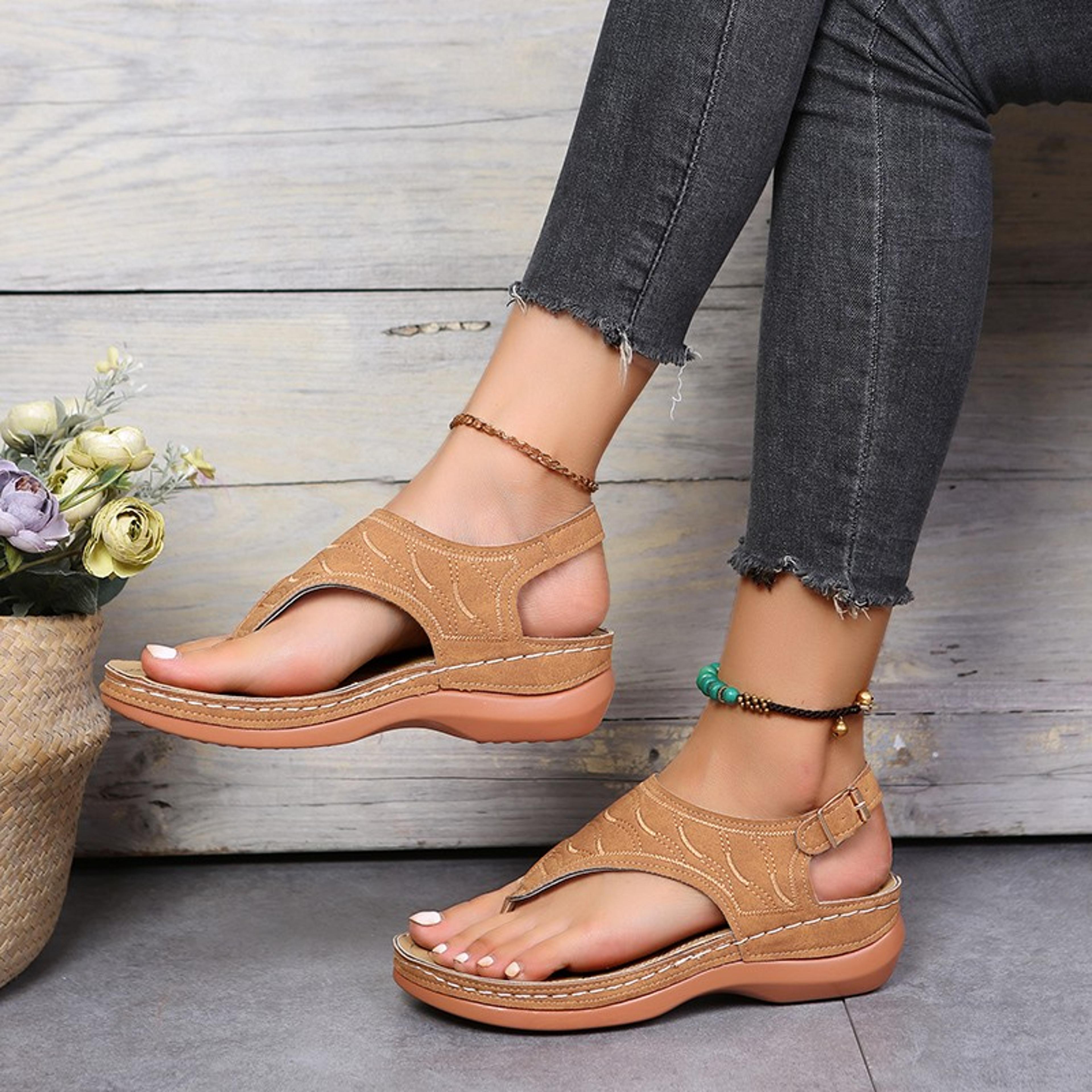 Casual Women Orthopedic Sandals Flat Slides With Arch Support And Bunion Relief 3