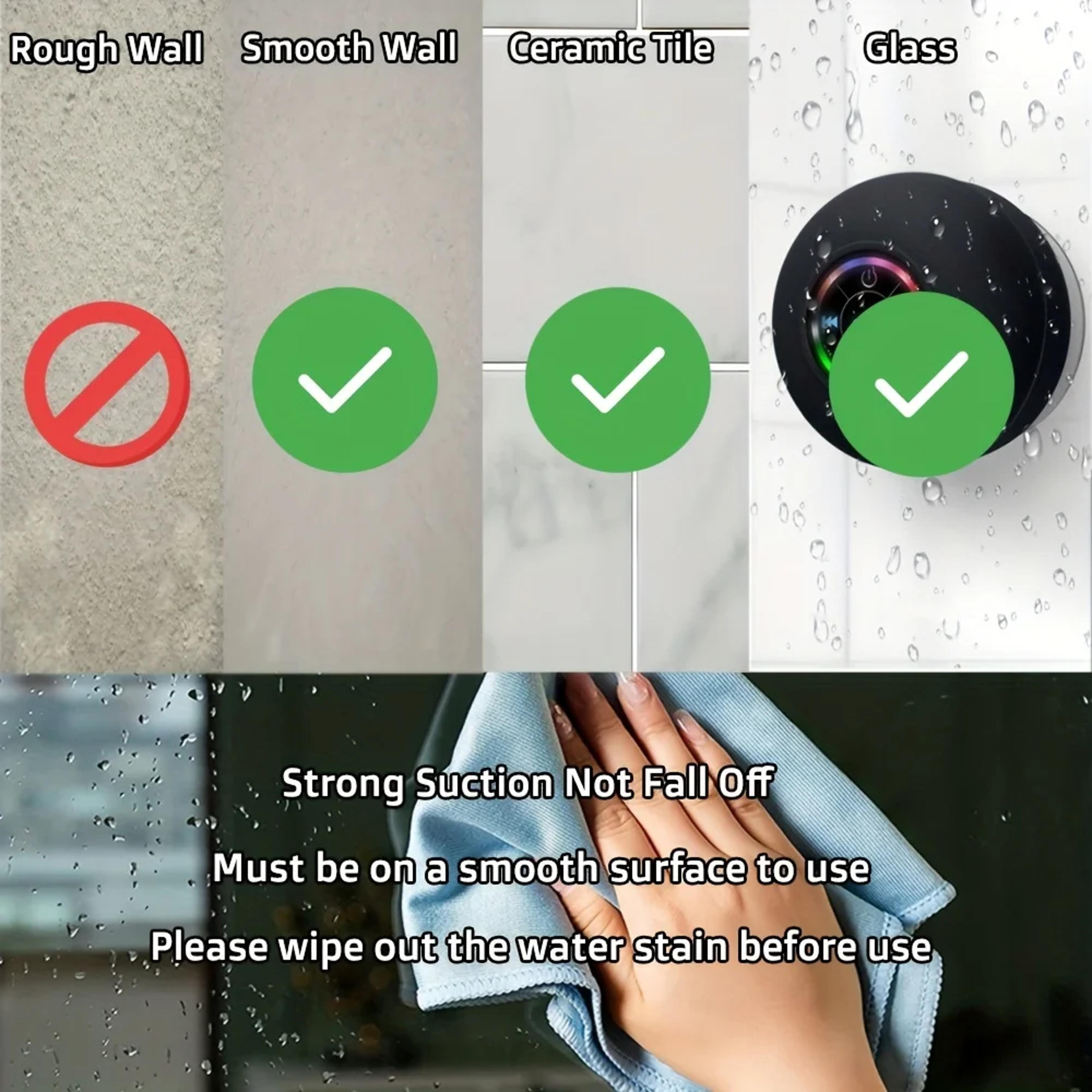Mini Portable Waterproof Bluetooth Speaker LED Large Suction Cup Outdoor Sports Bathroom Wireless 4