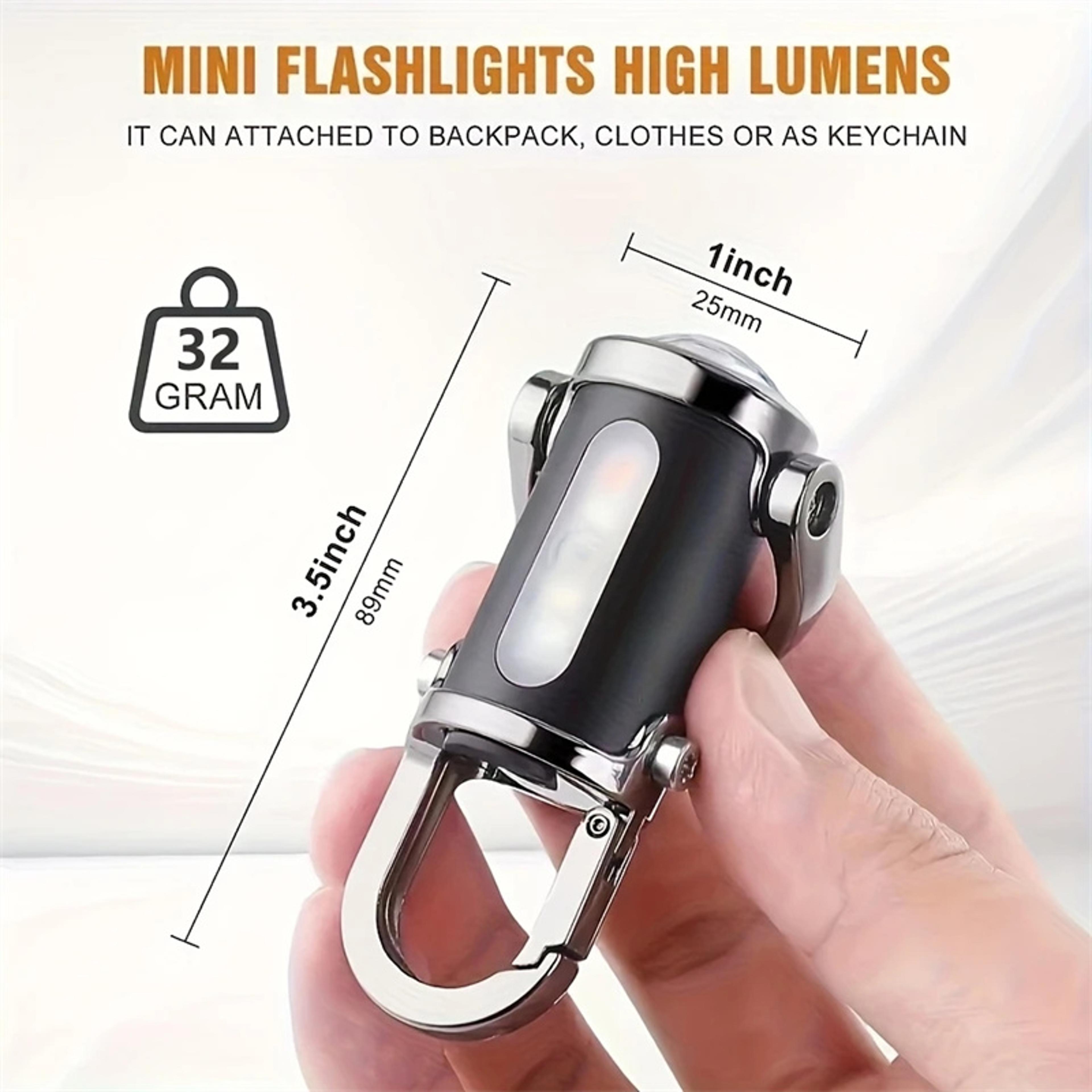 USB Rechargeable Hanging Work Light Powerful Mini COB LED Keychain Flashlight Waterproof Keyring Ca 5