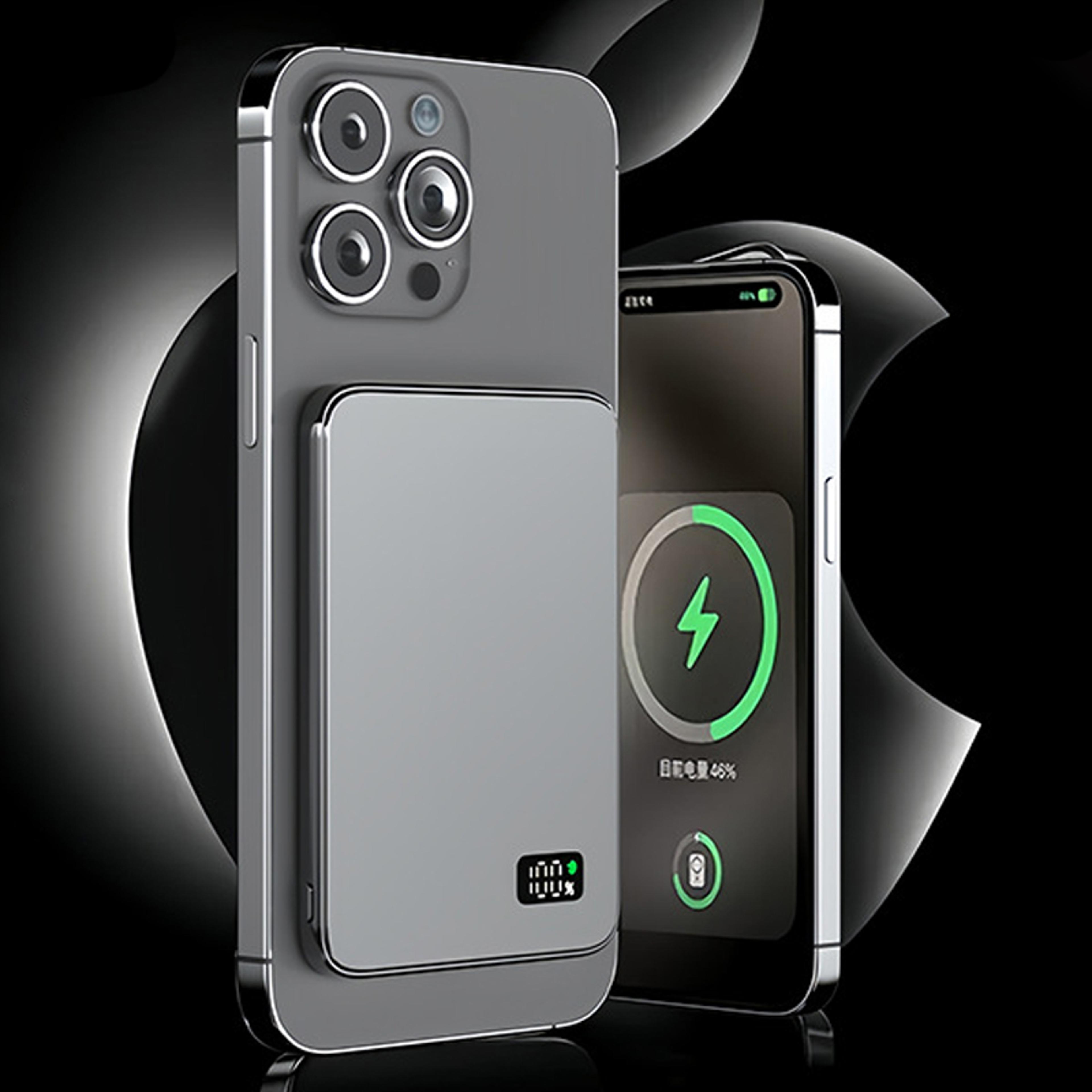 magnetic wireless fast charging led display, ultra thin power bank for magsafe, portable battery for iphone samsung