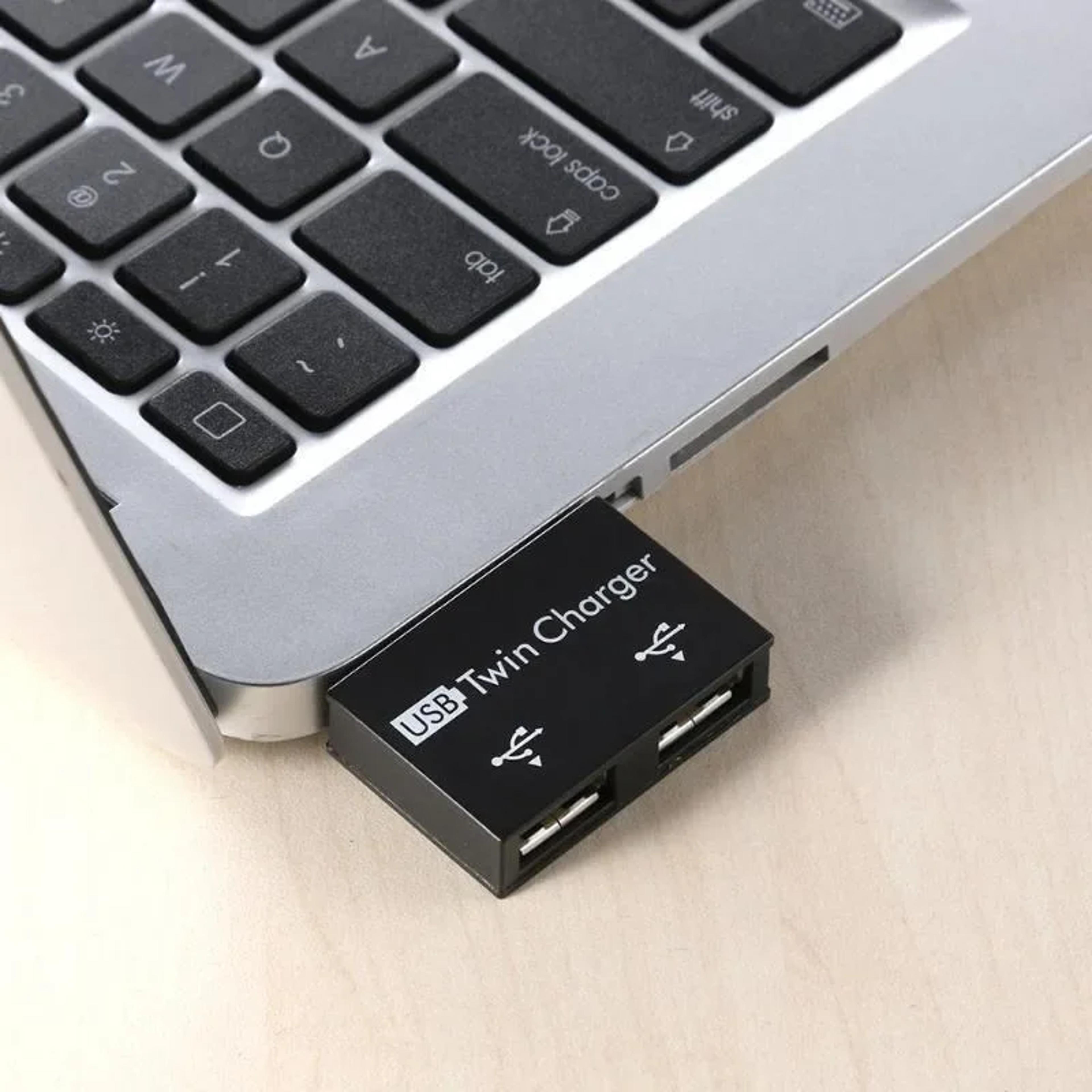USB Dual Port Converter Compact USB Splitter Hub Adapter 1