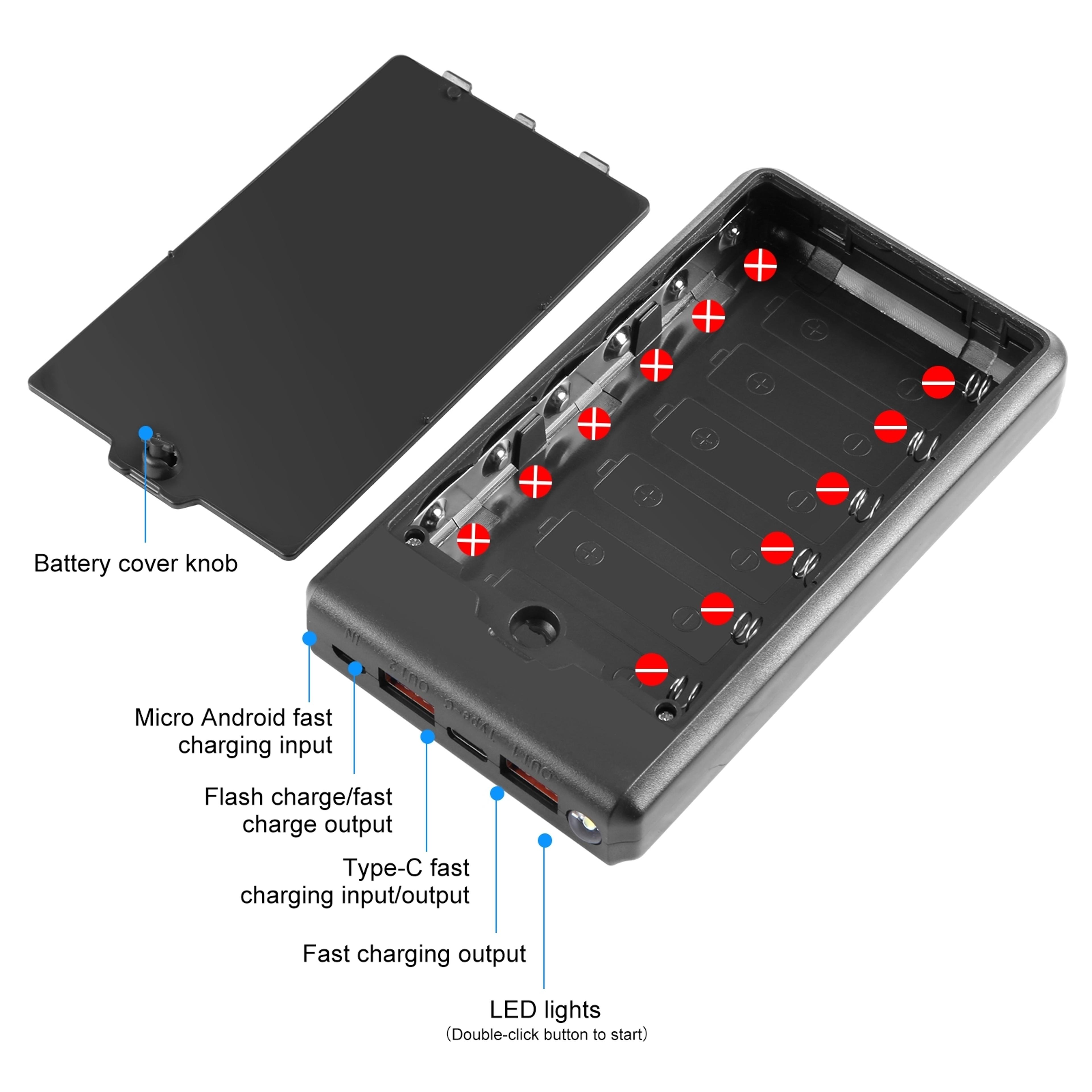 Fast Charge DIY Power Bank Case For Batteries With LED Display 3