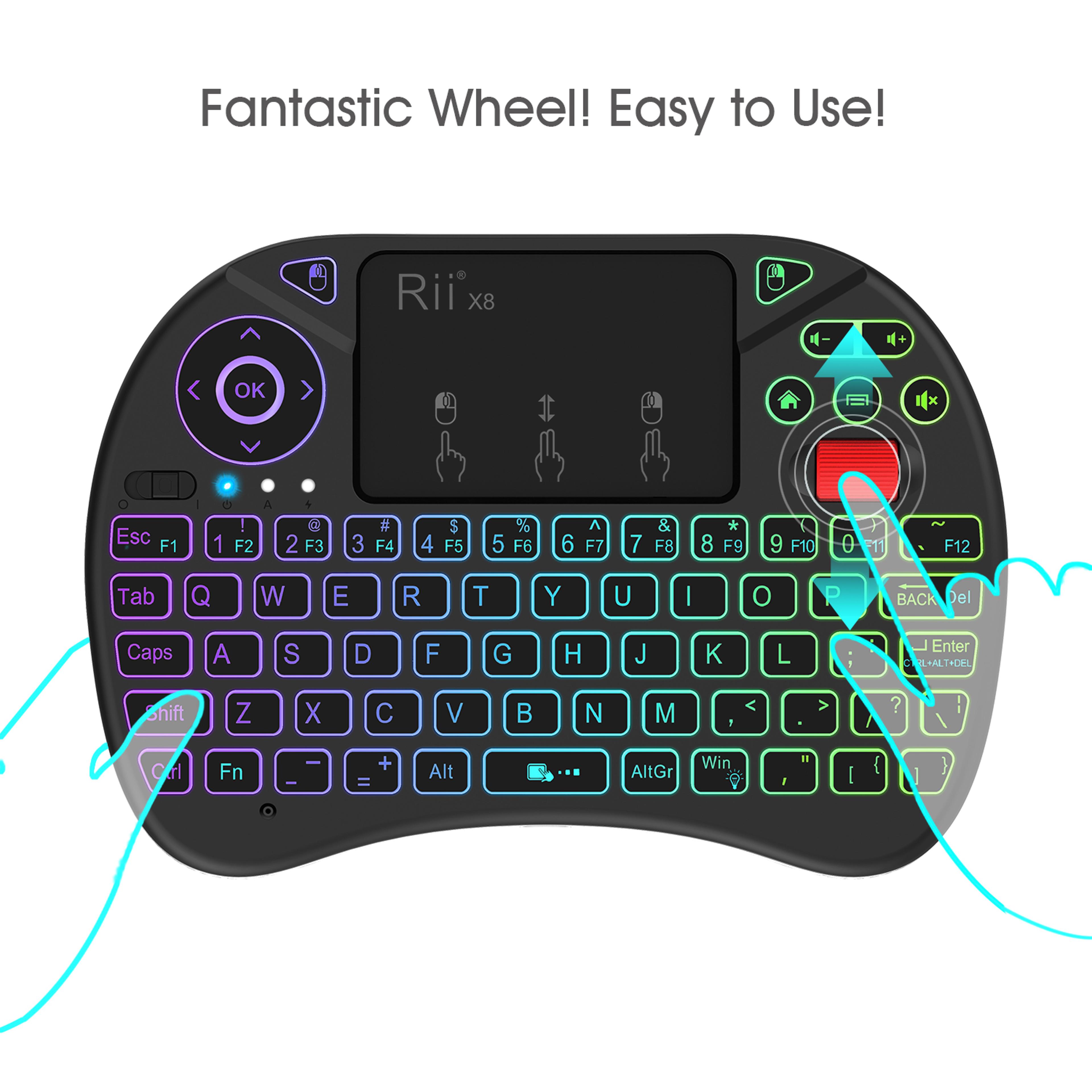 Wireless Mini Keyboard With Touchpad And RGB Backlit Remote Control 3