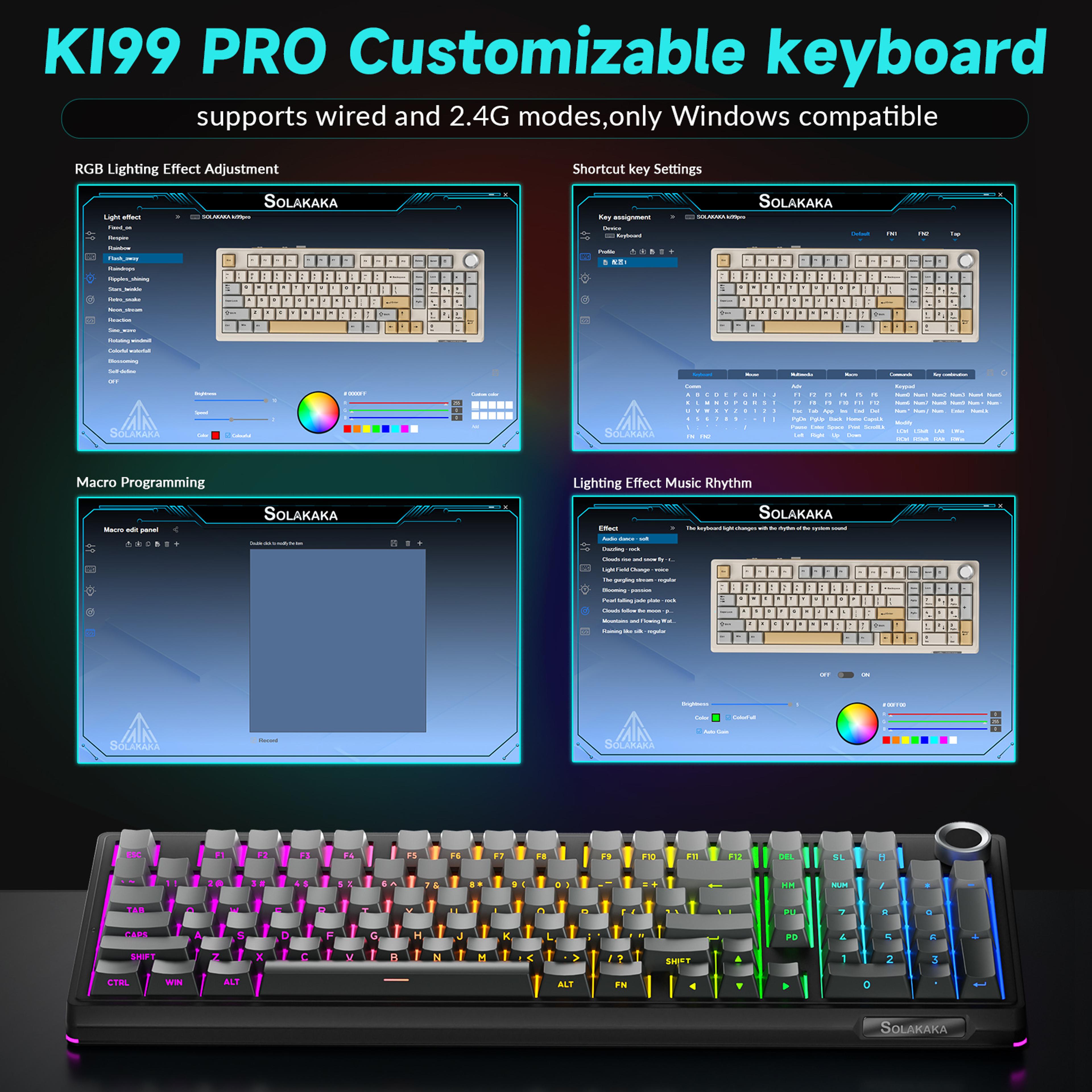 Pro Wireless Mechanical Keyboard With Knob RGB Backlit Hot Swappable Gaming Keyboard 5