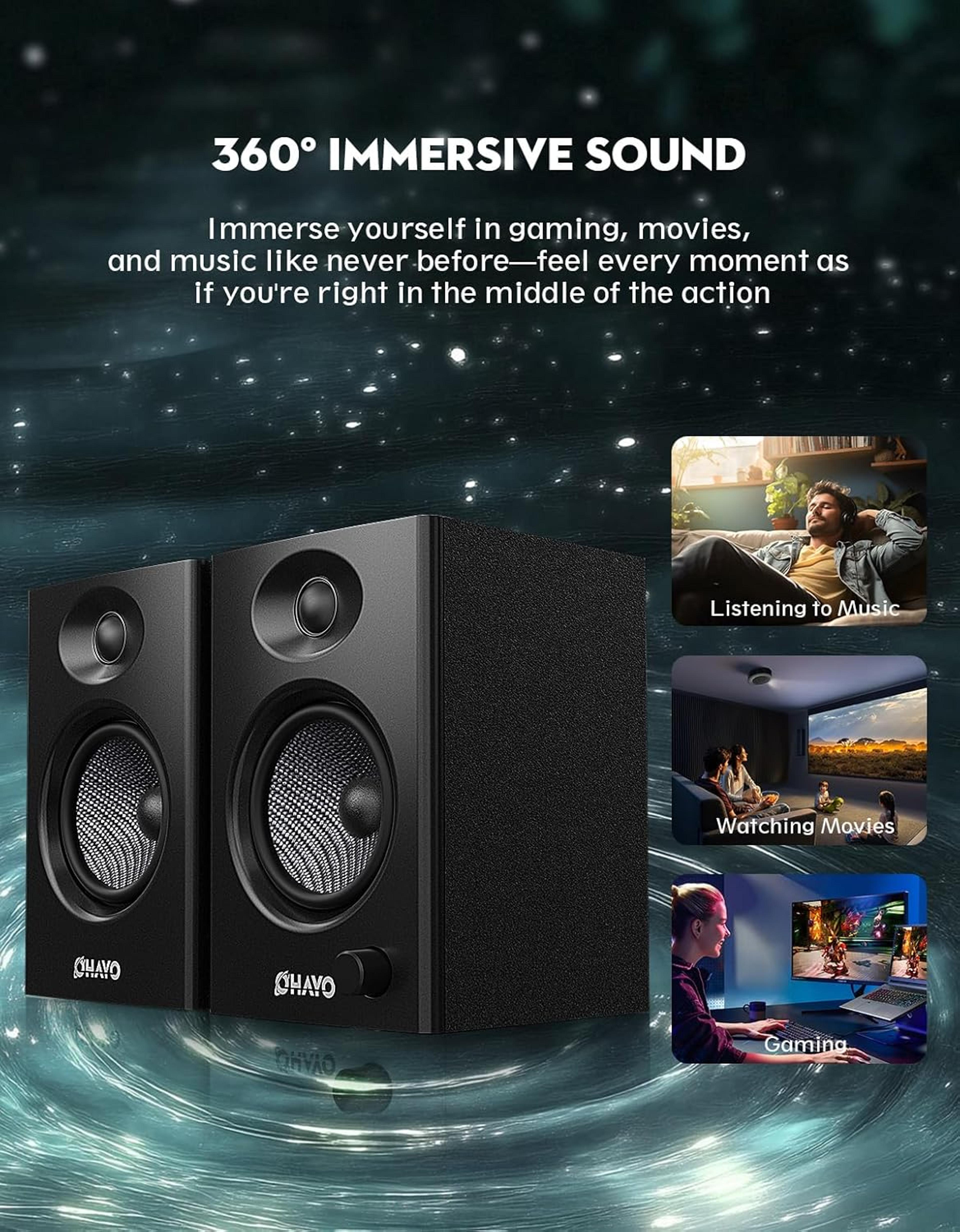 AuraSound Bluetooth Stereo Desktop Speakers For PC Laptop  Gaming Setup 2
