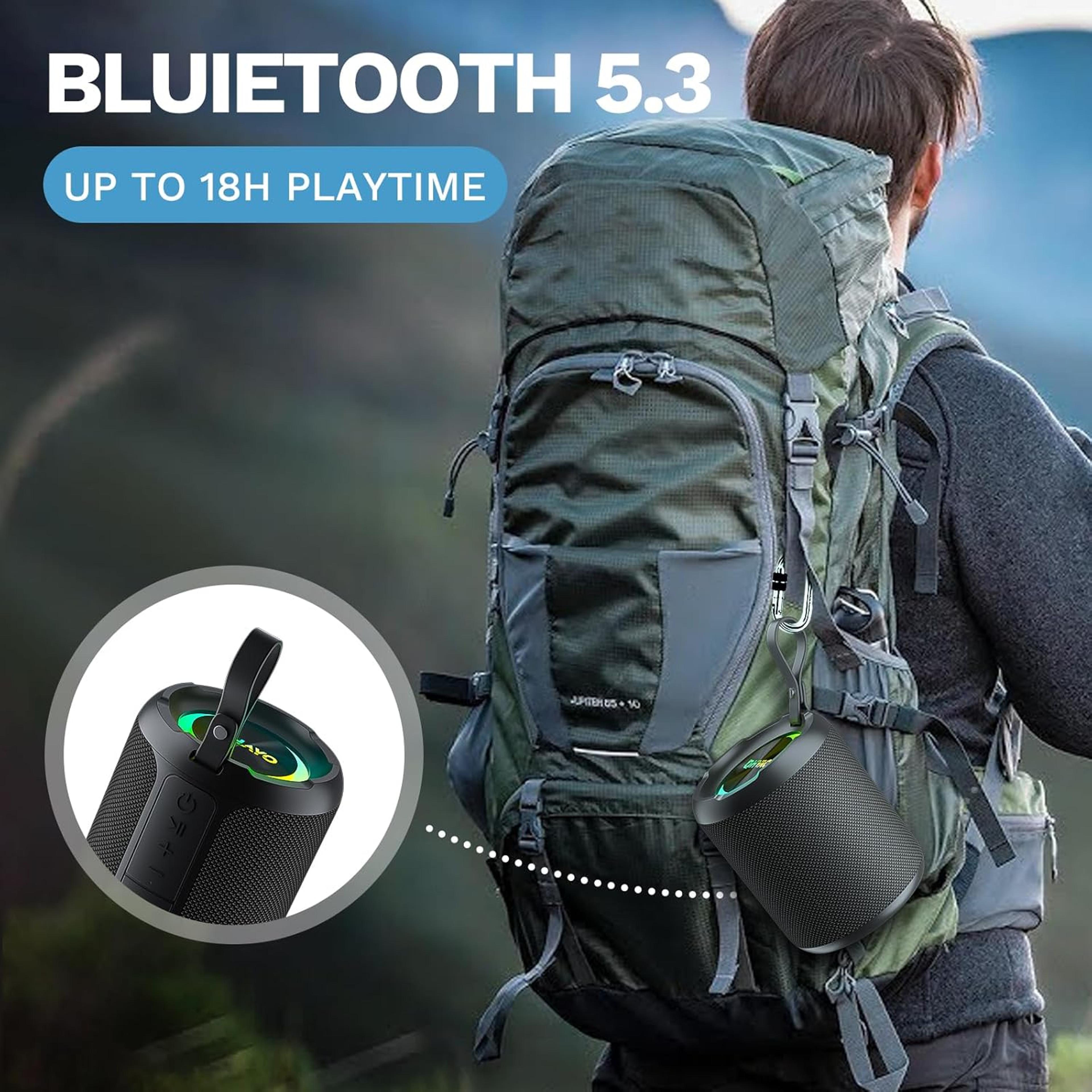 Waterproof Bluetooth Speaker With RGB Lights  TWS Stereo Sound 5