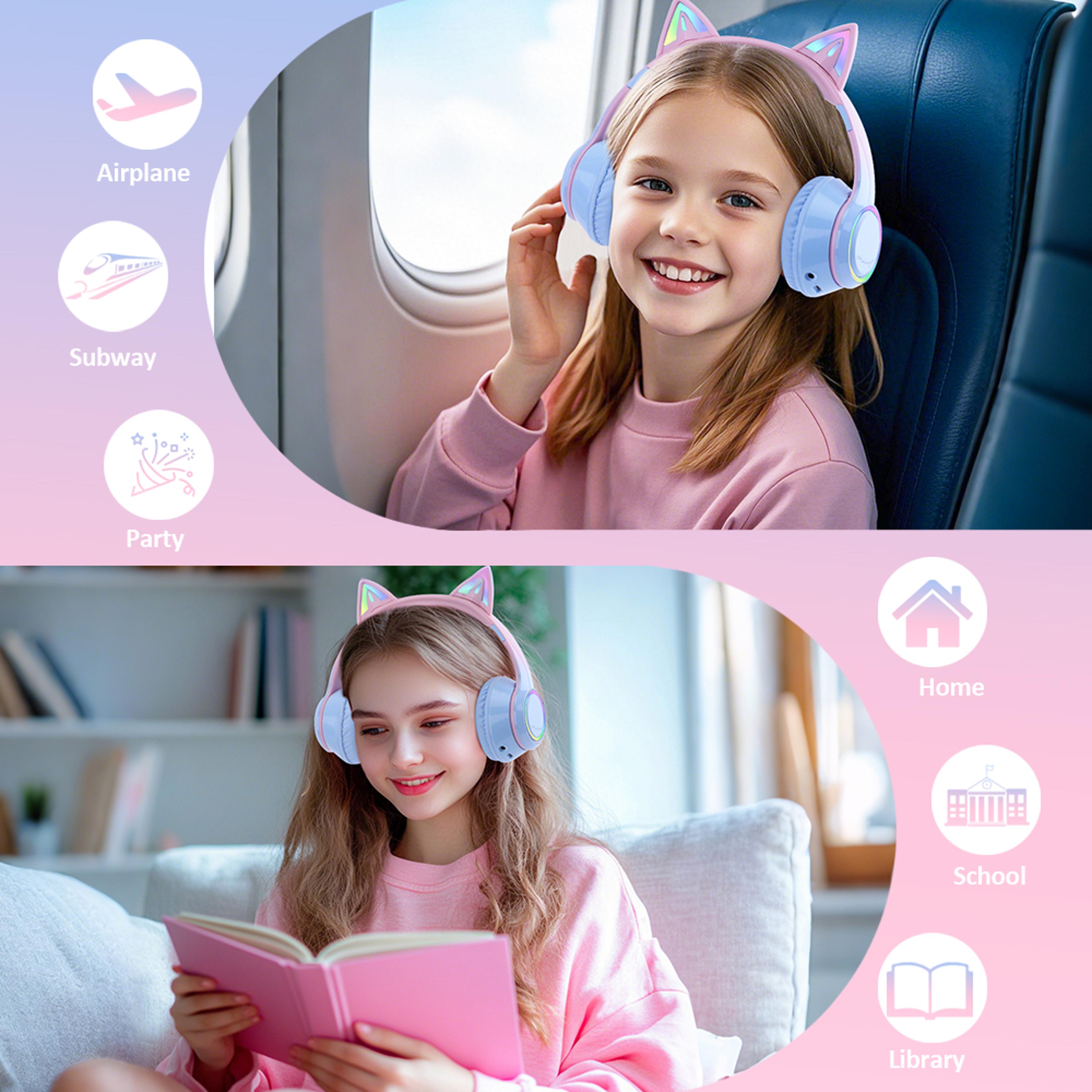 RGB Cat Ear Bluetooth Headphones For Kids  Girls With Mic 4