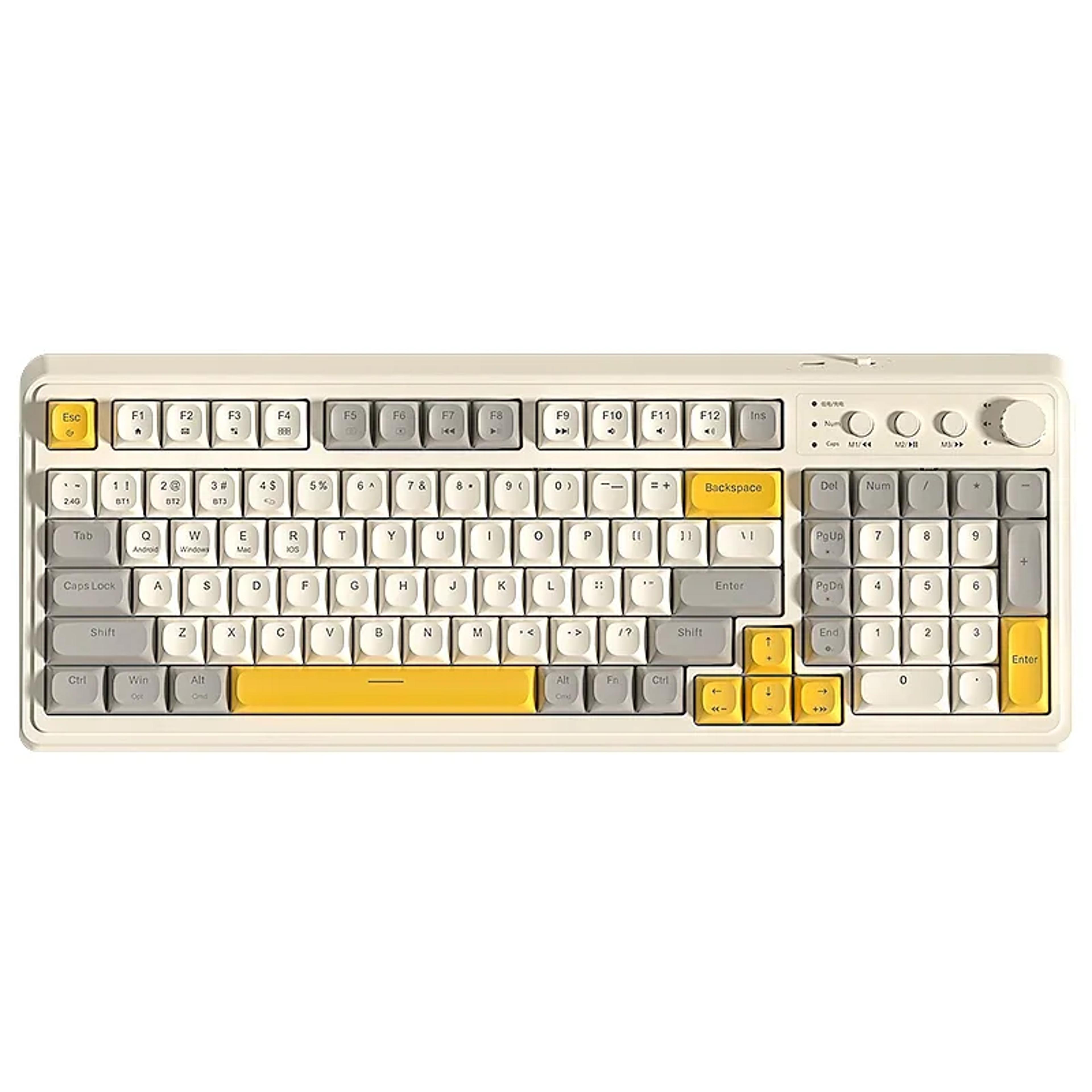 Tri Mode Wireless Bluetooth Wired Gaming Keyboard RGB Ergonomic Keys Silent Office Keyboard 6