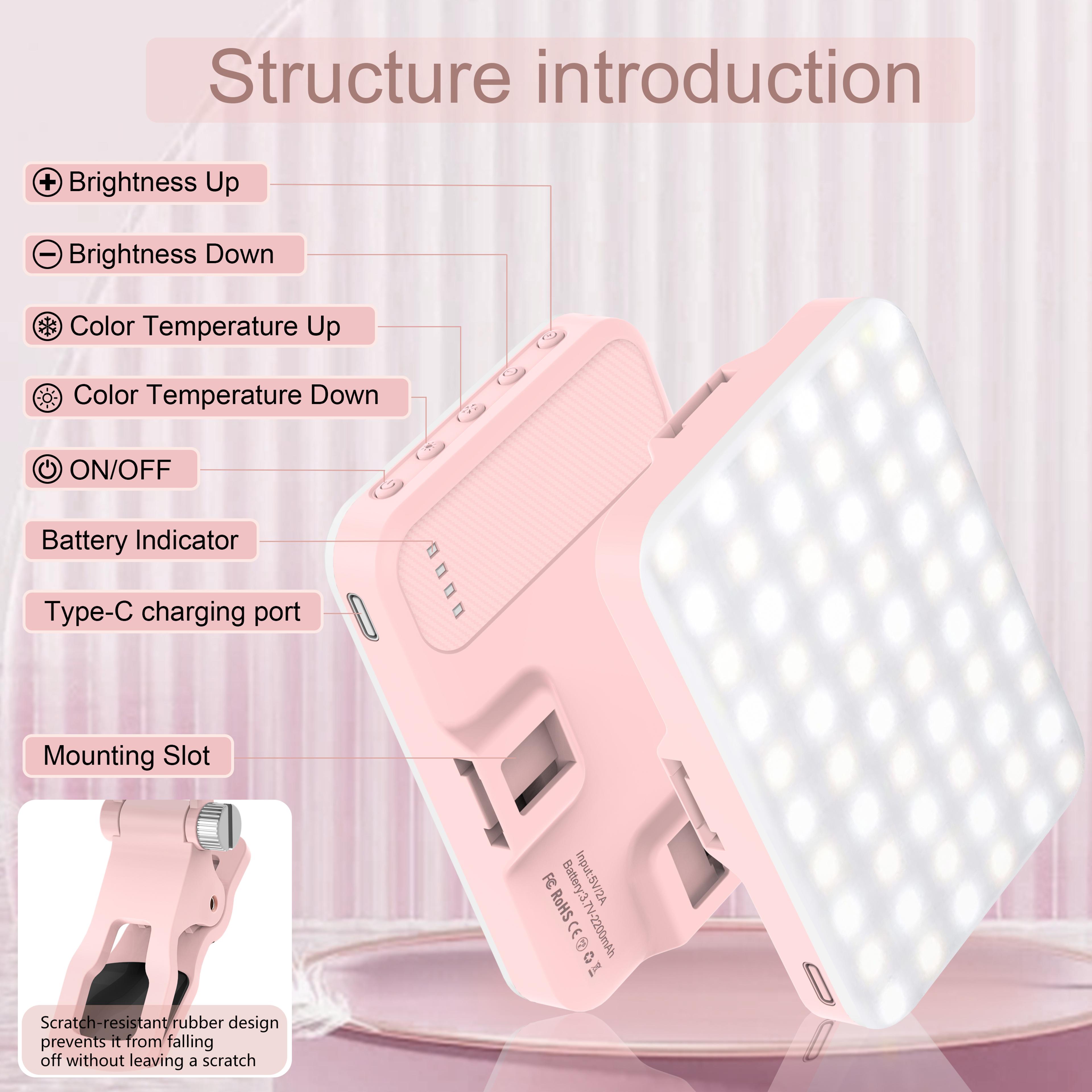 LED Selfie Light High Power Rechargeable Clip On Fill Light For Phone  IPad Modes Video Light 1