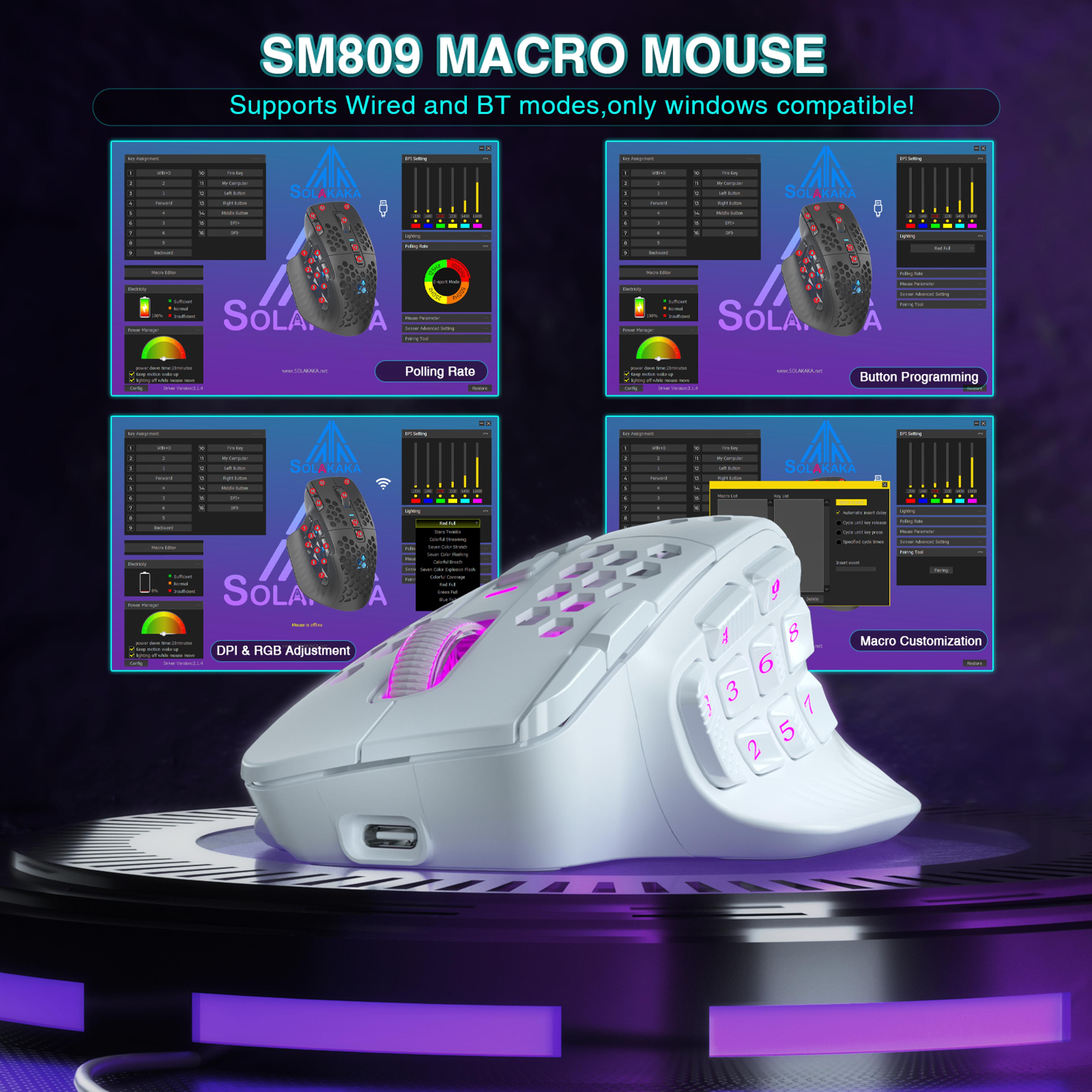Pro Wireless MMO Gaming Mouse DPI Programmable RGB Macro Mouse 2