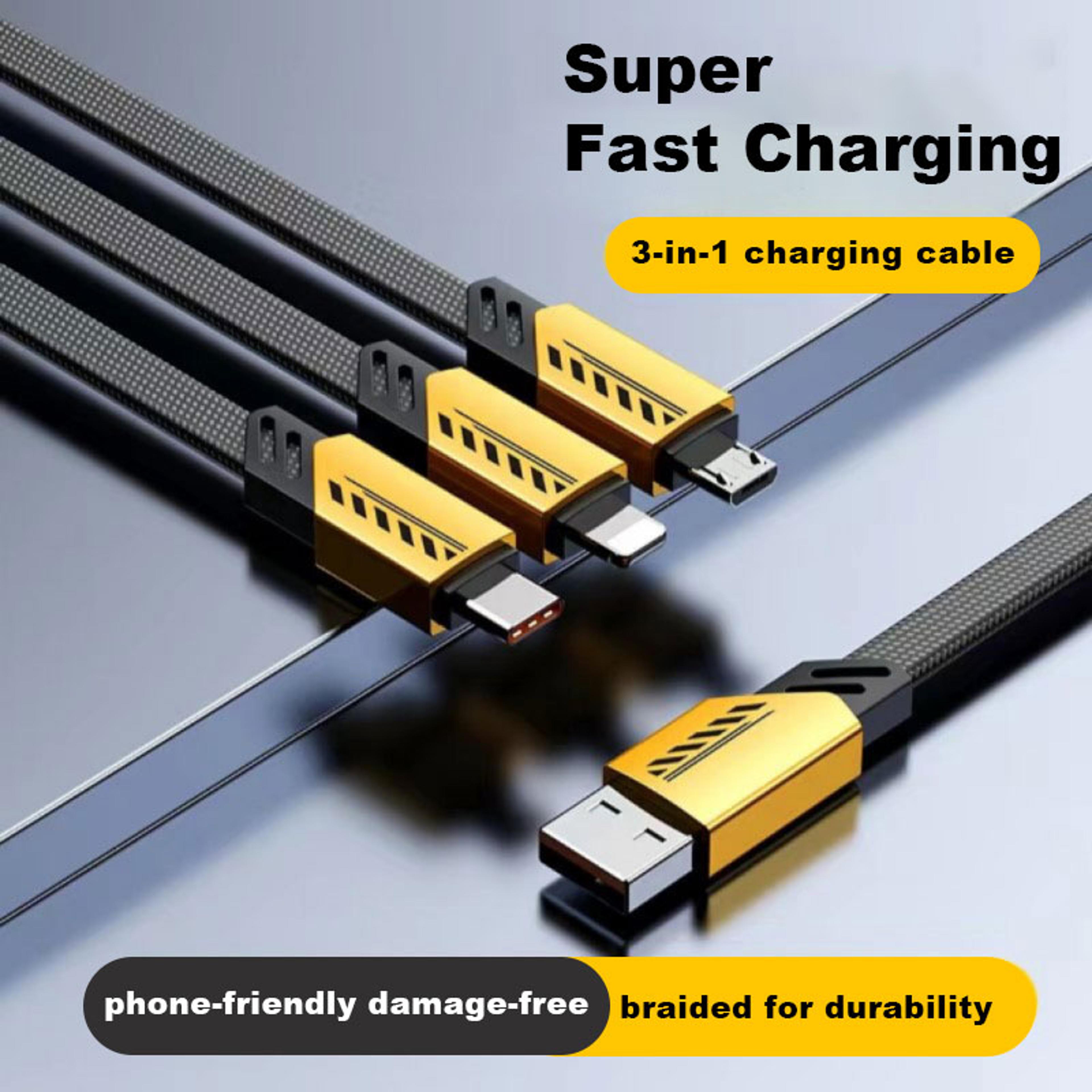 Universal Fast Charging Cable For USB C Micro USB  Multi Device Charging 5