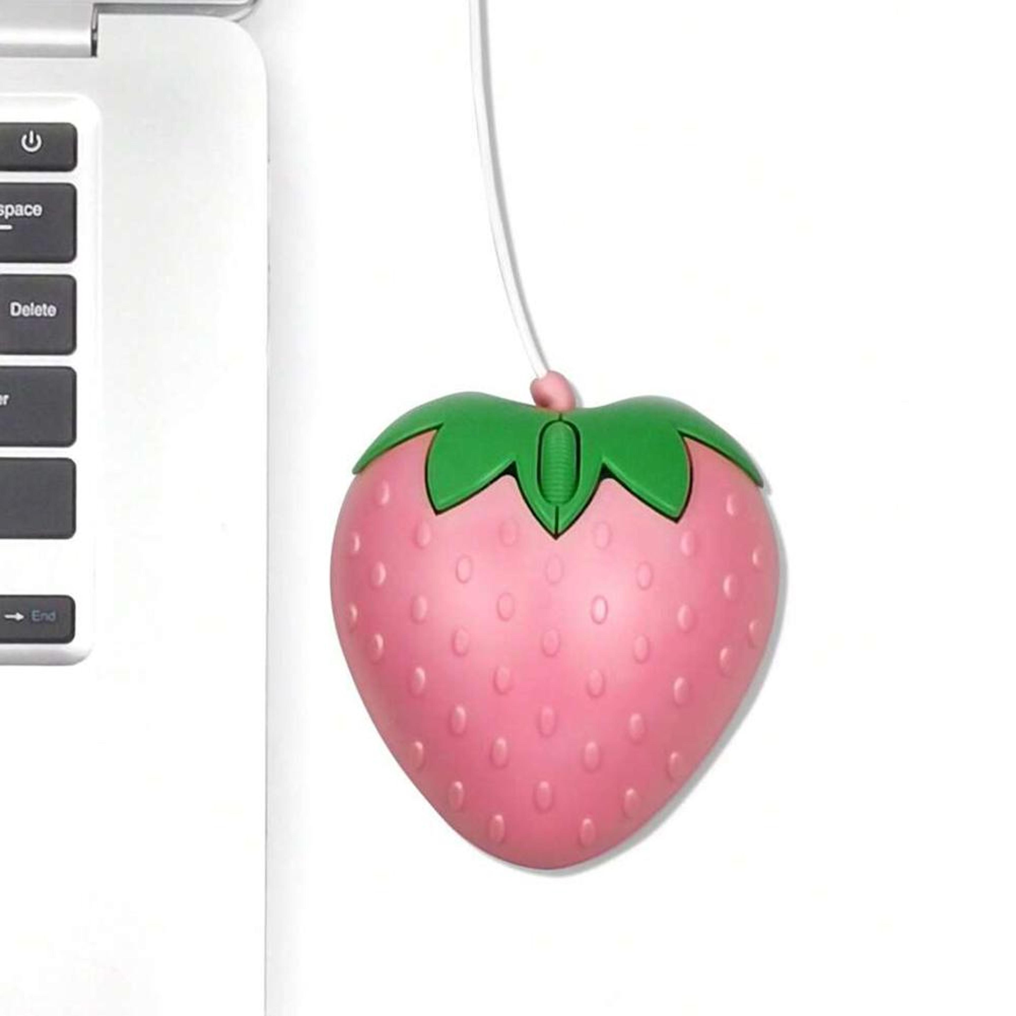 Cute Wired Mouse Pink Strawberry Optical USB Mouse For Laptop Gaming And Office 2
