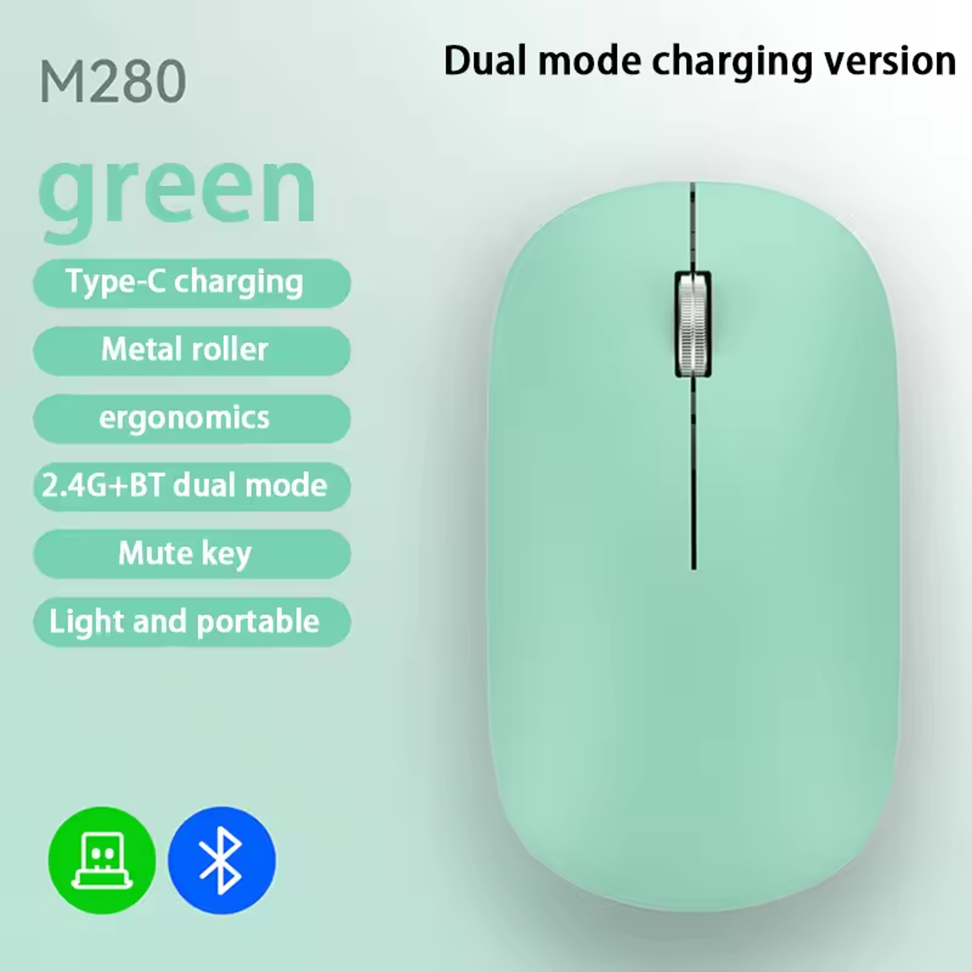 Type C Rechargeable Wireless Silent Click Ergonomic Mouse For Laptop Office  Portable Use 9