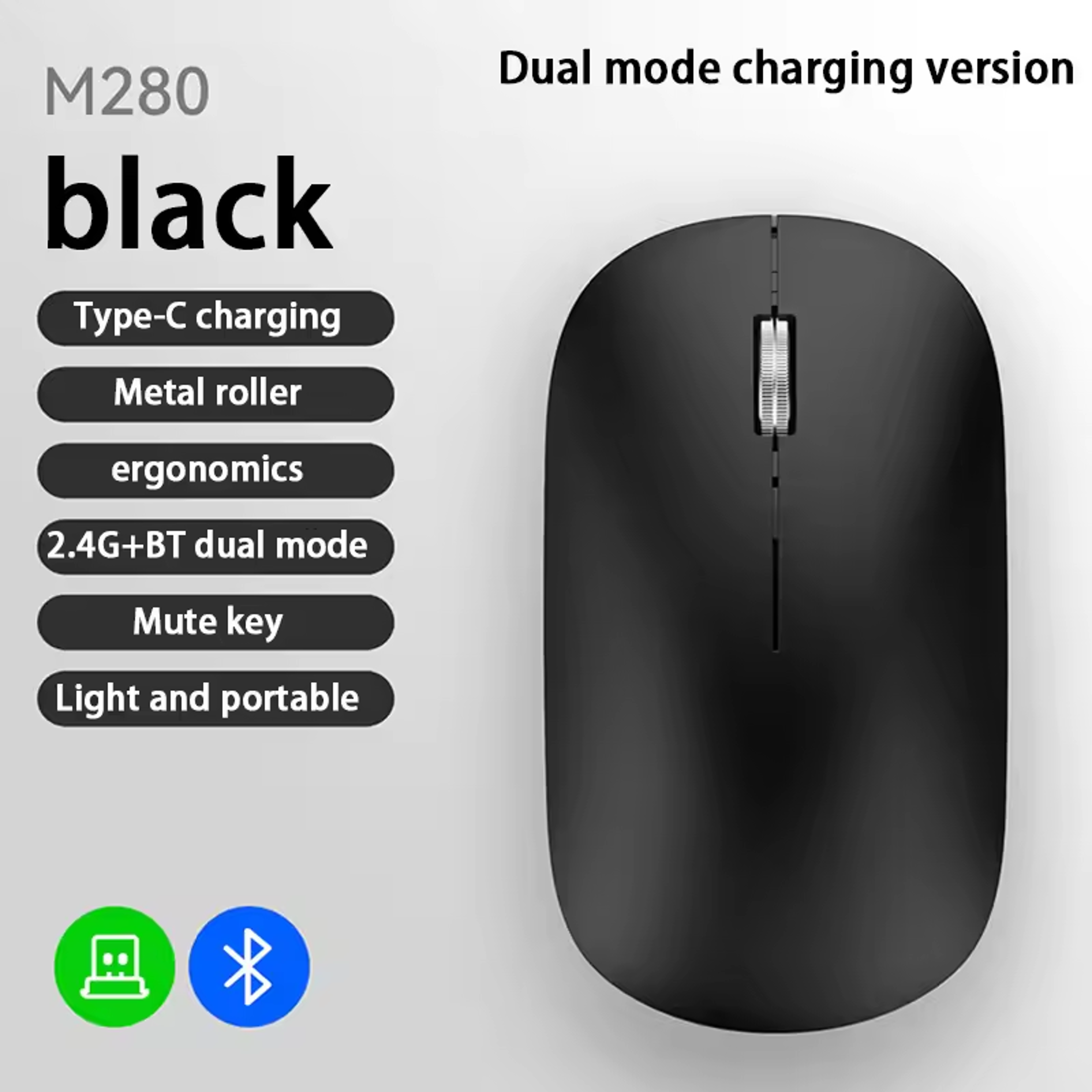 Type C Rechargeable Wireless Silent Click Ergonomic Mouse For Laptop Office  Portable Use 11