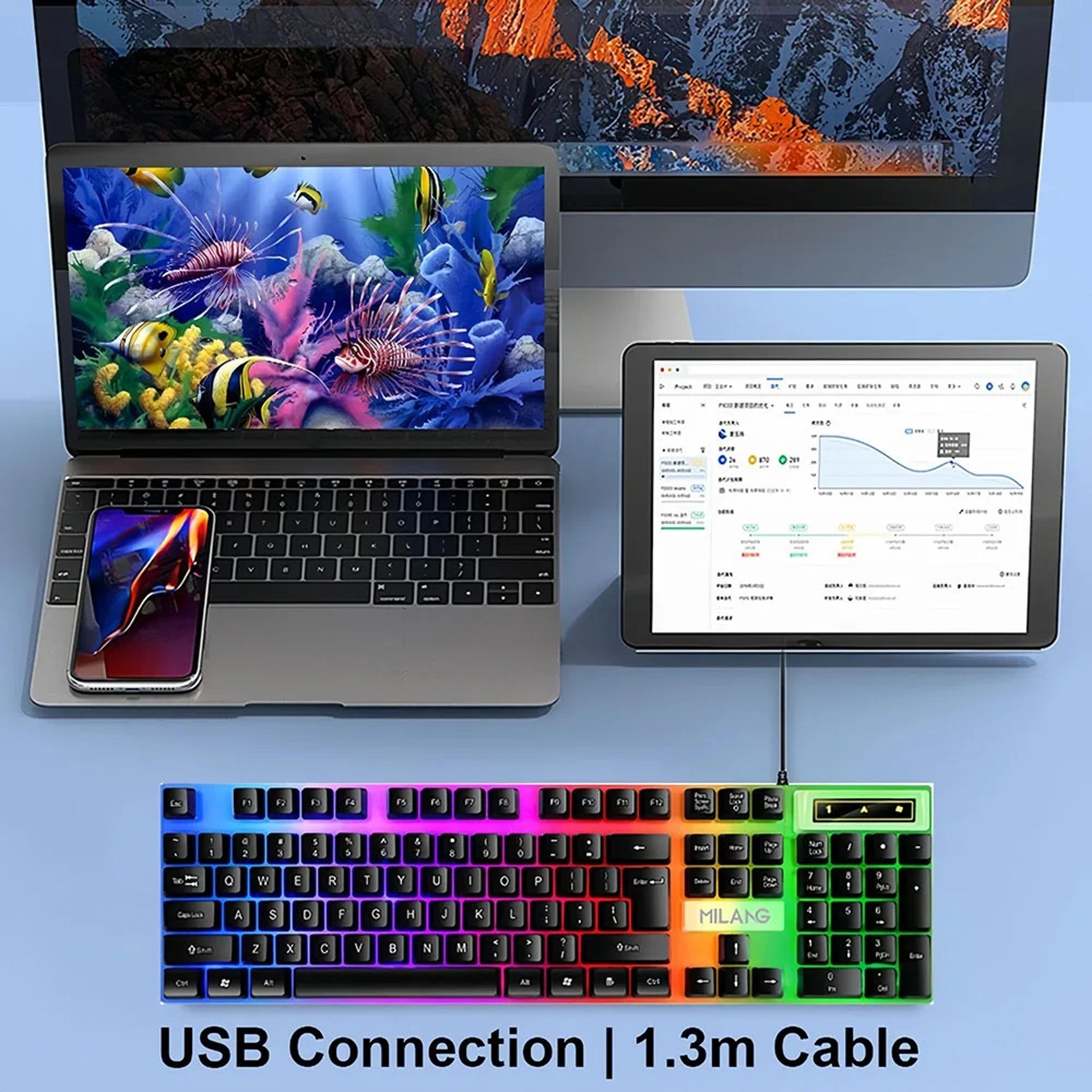 Key Backlit Mechanical Gaming Keyboard Wired Waterproof For PC Laptop 2
