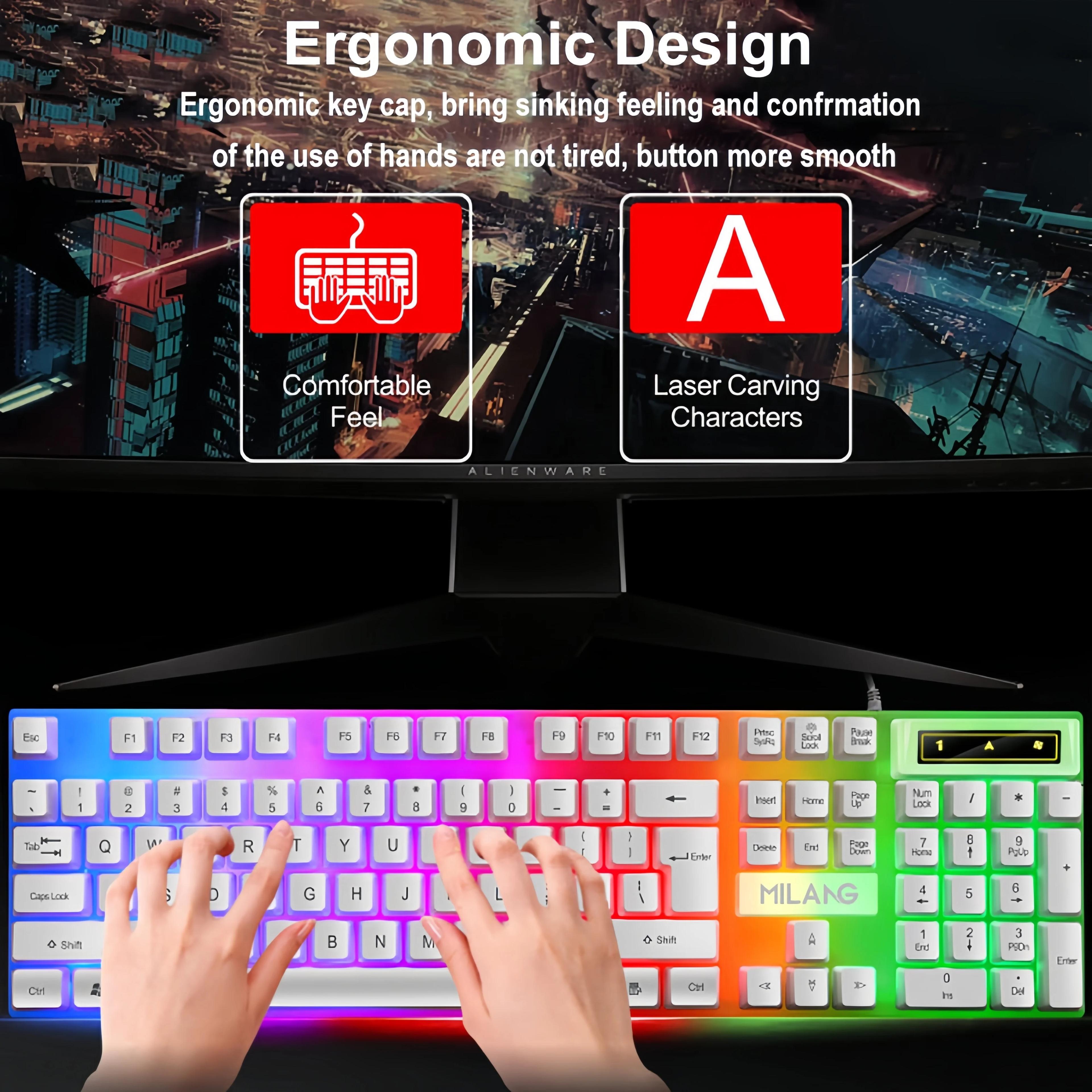 Key Backlit Mechanical Gaming Keyboard Wired Waterproof For PC Laptop 4