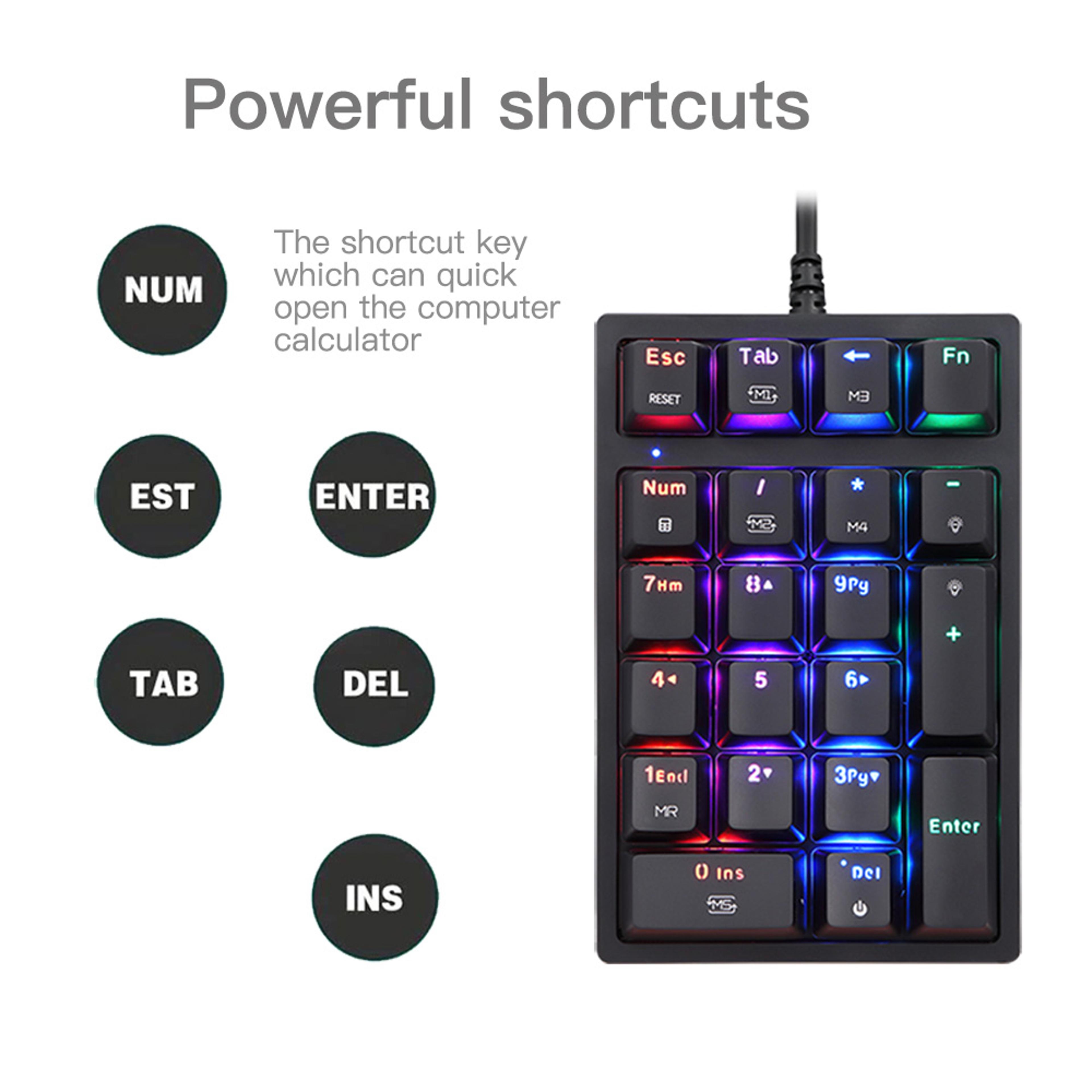 Mechanical Numeric Keypad RGB Numpad Wired Key Gaming Keyboard For PC And Laptop 0