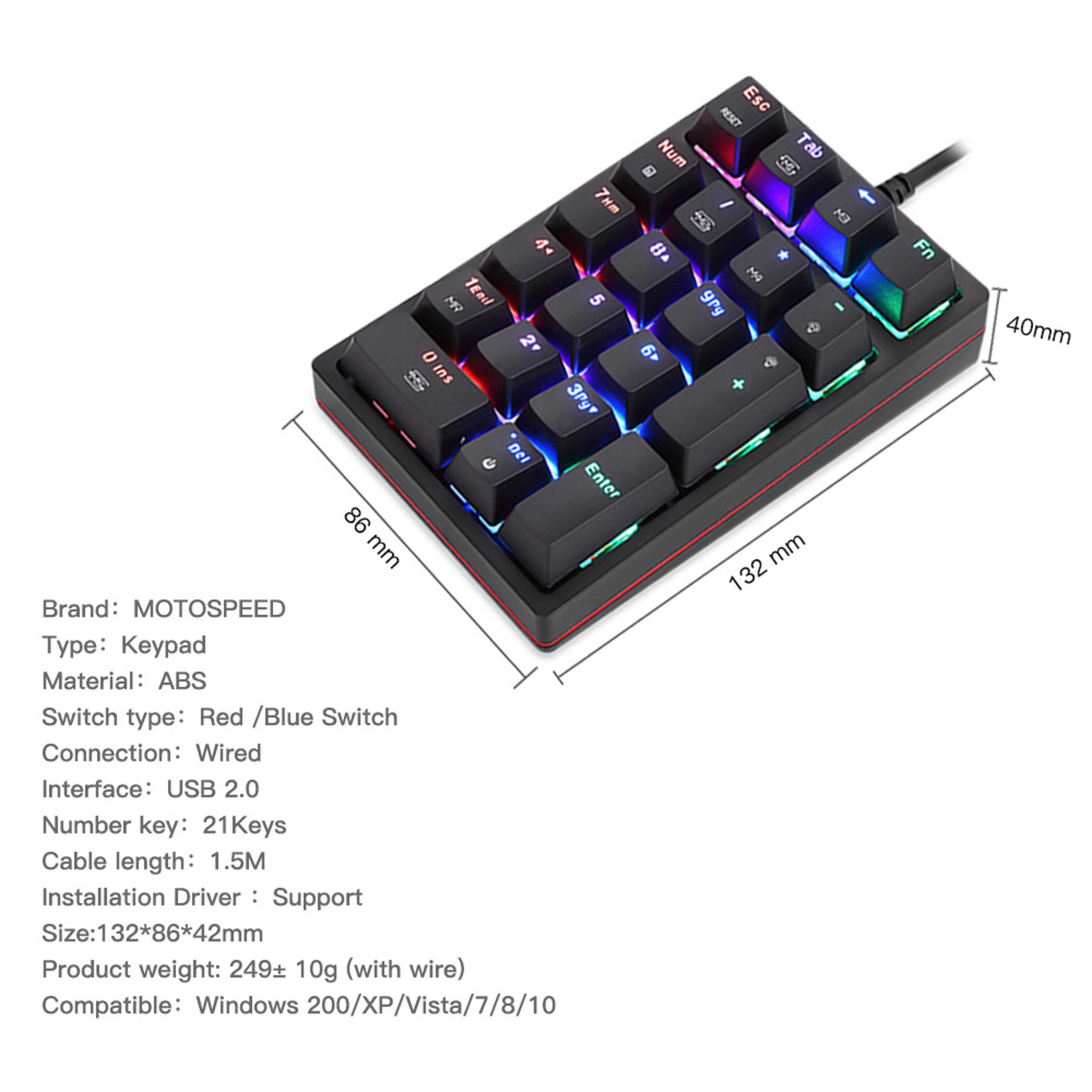 Mechanical Numeric Keypad RGB Numpad Wired Key Gaming Keyboard For PC And Laptop 3