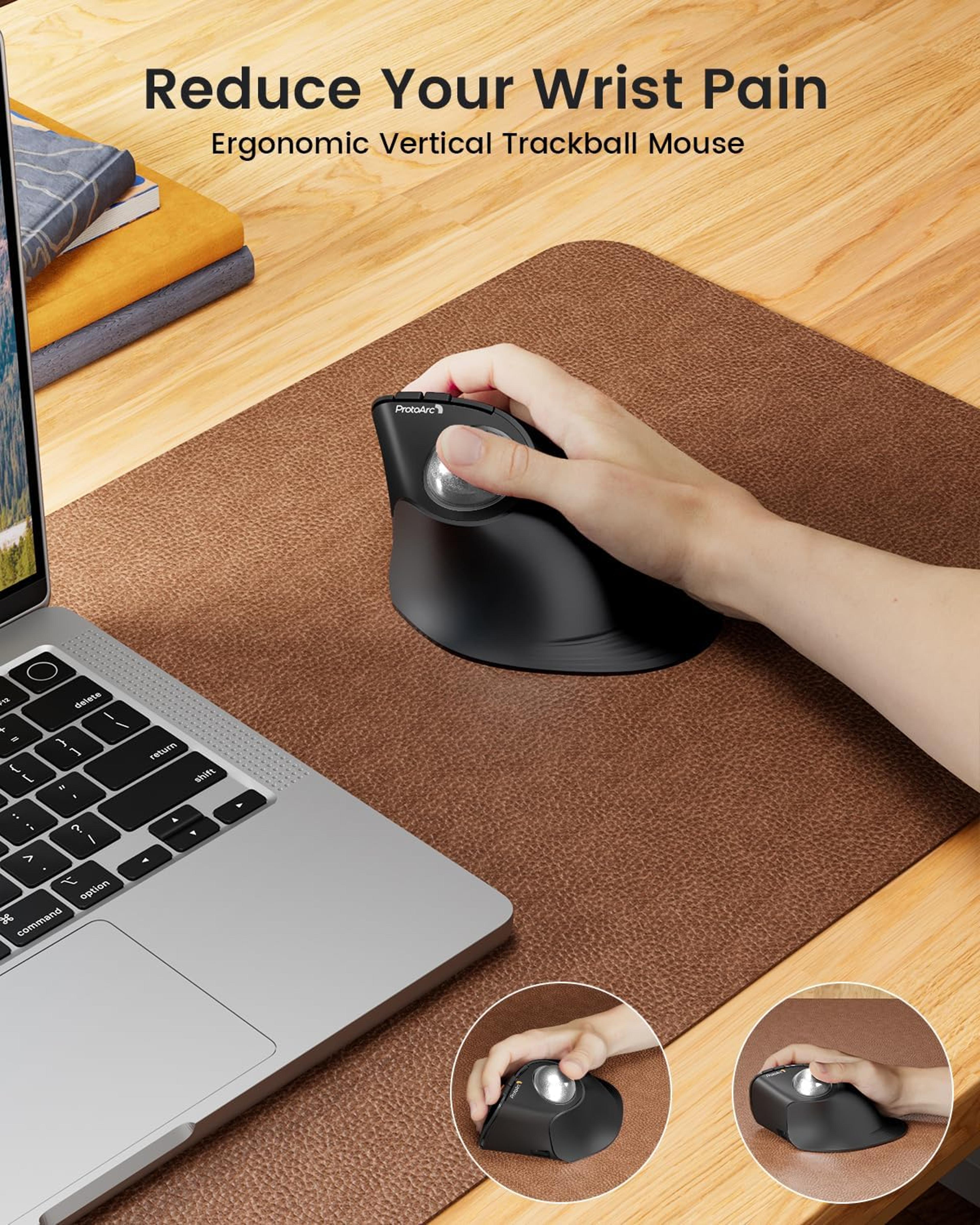 Pro Wireless Trackball Mouse Bluetooth Ergonomic Rollerball Mouse For PC  Laptop 3