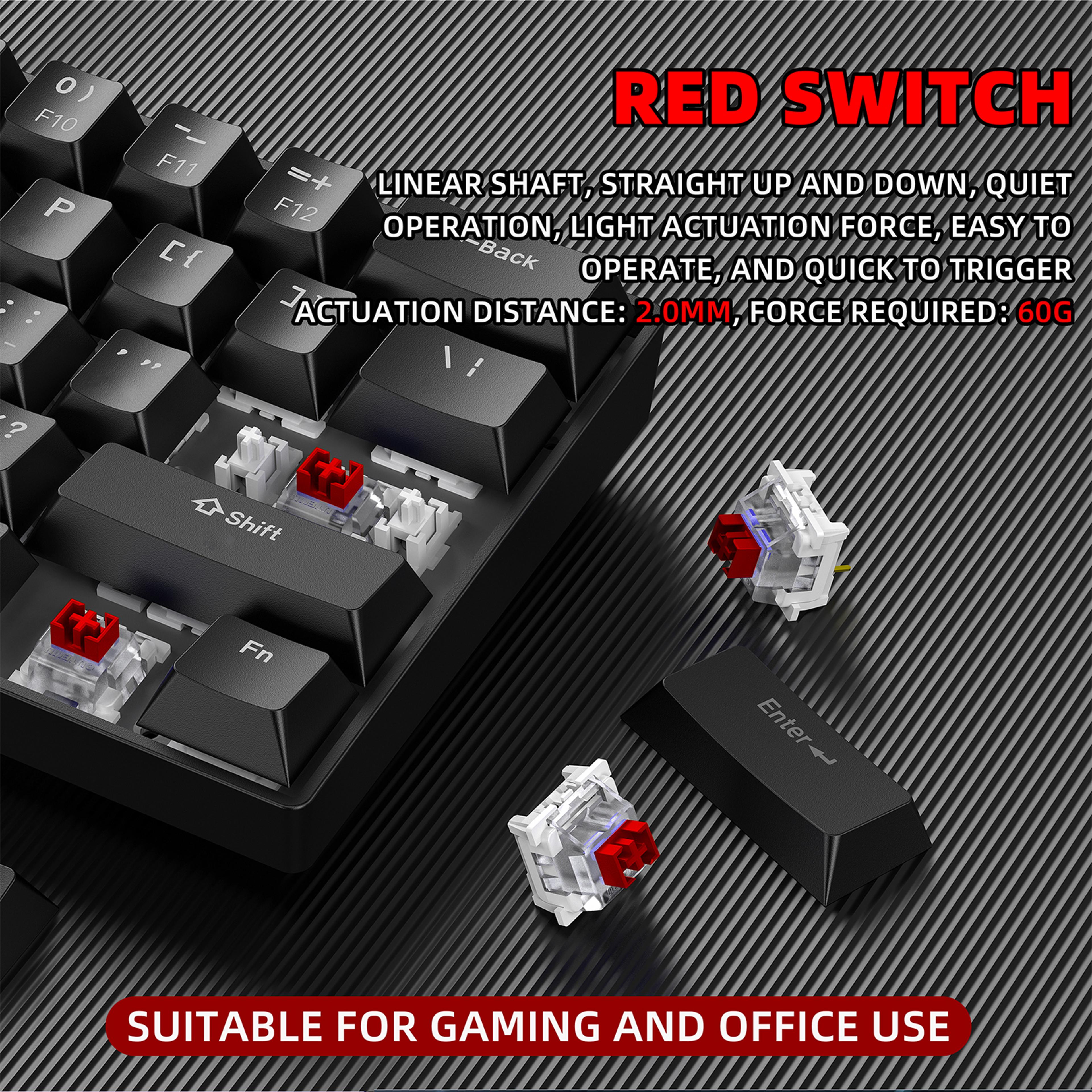 Stealth Glow Key RGB Gaming Mechanical Keyboard With Red Switches 2