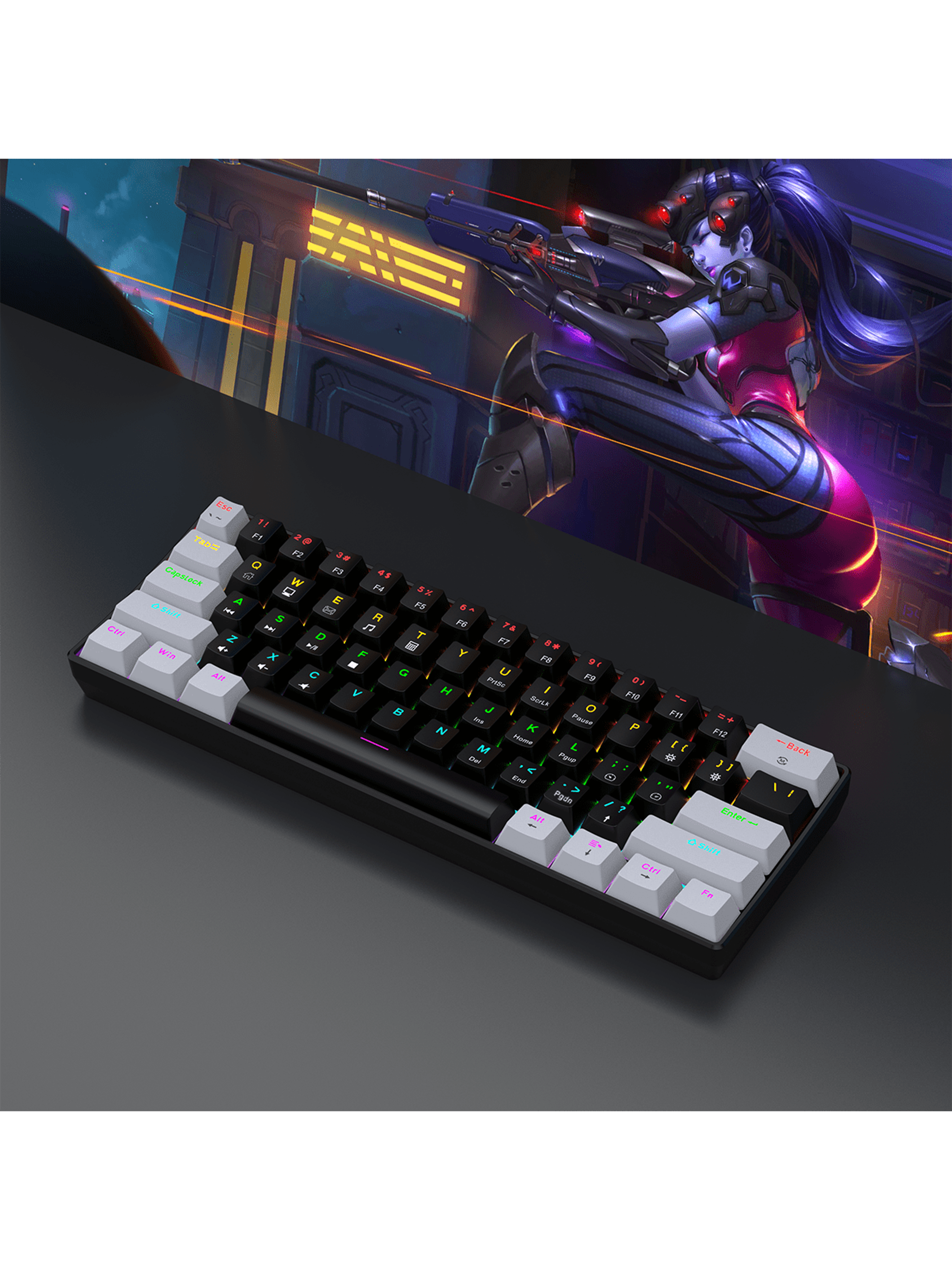Mini Mechanical Gaming Keyboard For PC  Mac Compact Travel Keyboard With Backlit Keys 1