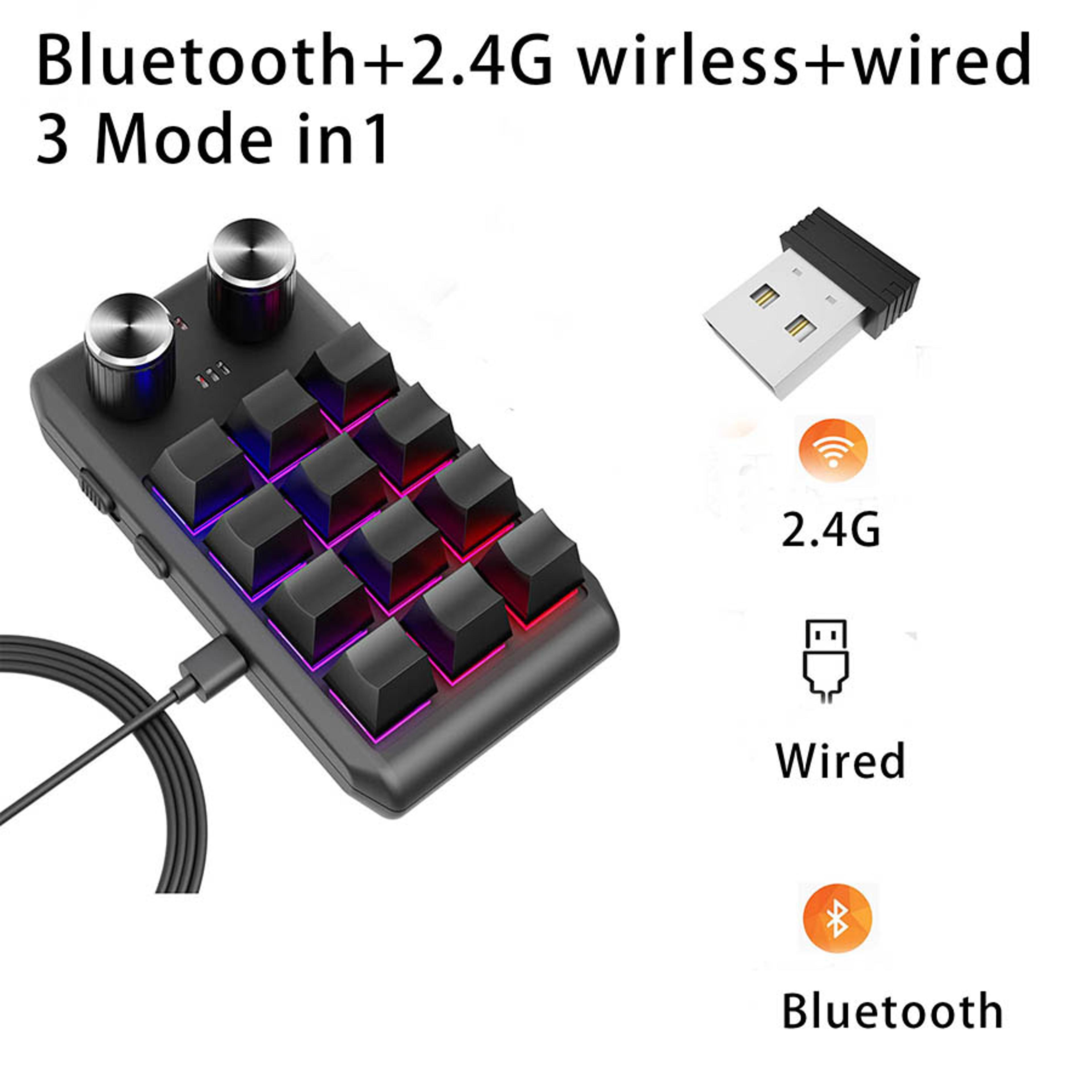Bluetooth Macro Pad With Dual Knobs RGB Programmable Keypad 8