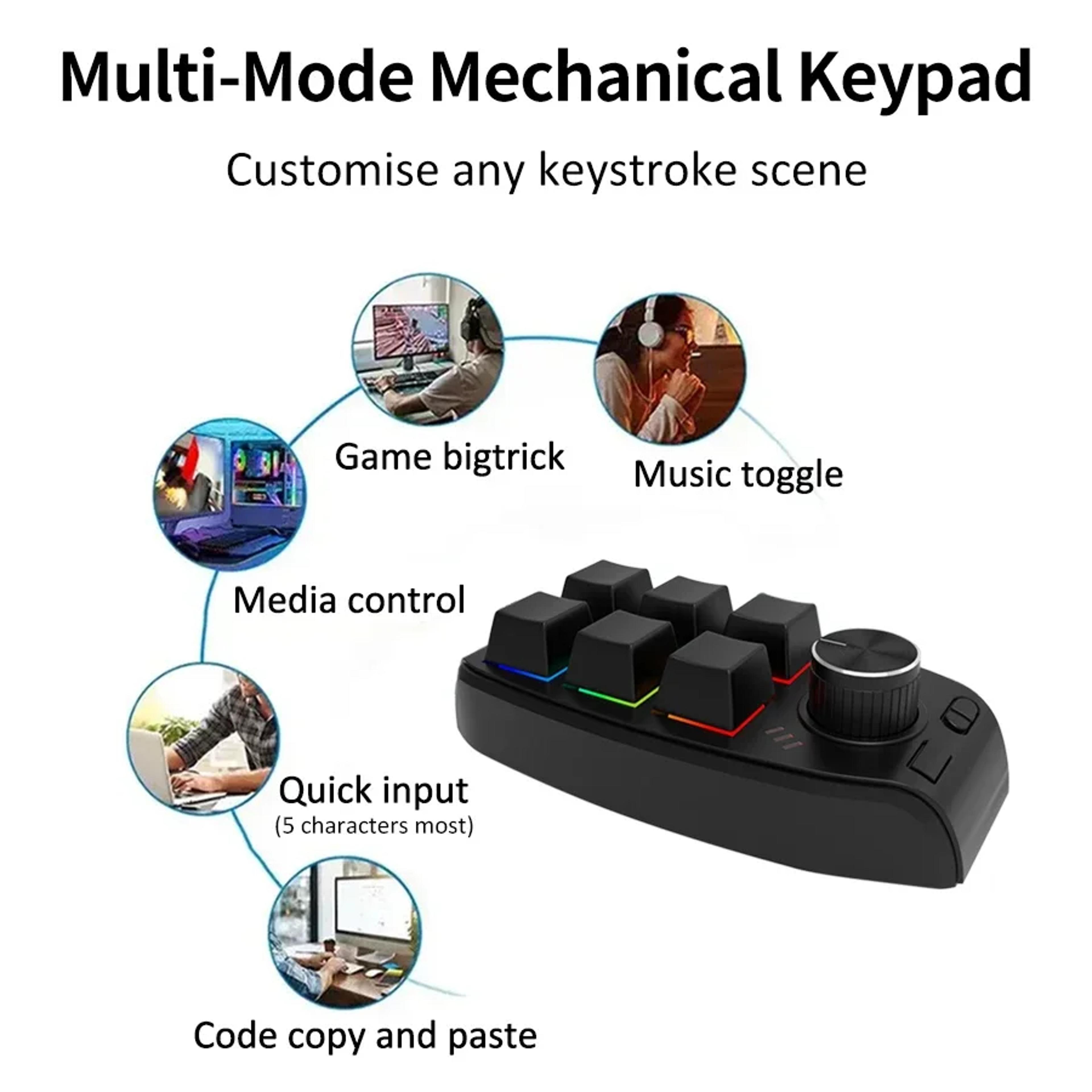 Bluetooth Programmable Macro Keyboard With RGB Knob Control For Editing Gaming  Productivity 3