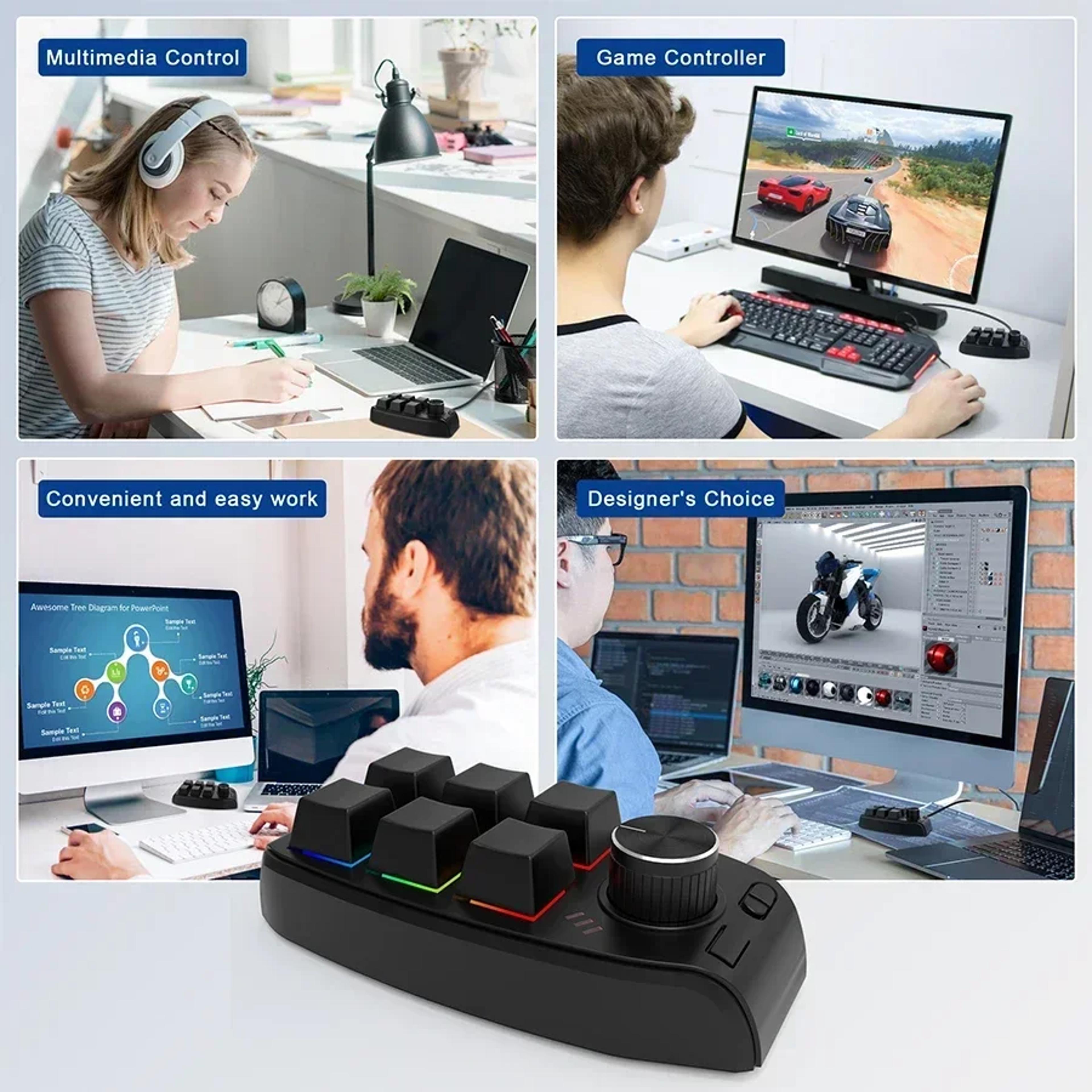 Bluetooth Programmable Macro Keyboard With RGB Knob Control For Editing Gaming  Productivity 4