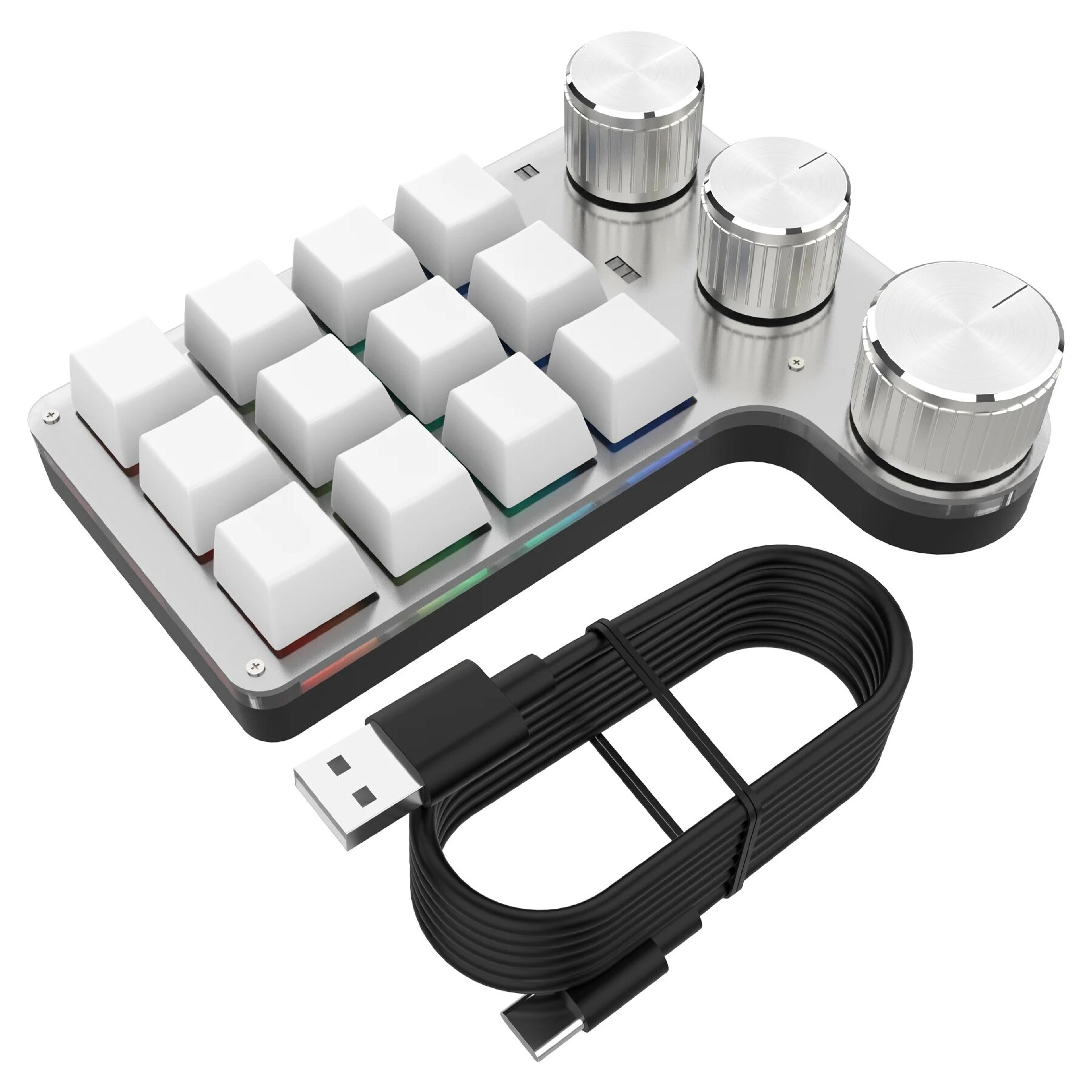Wireless RGB Macro Pad Pro Programmable Bluetooth Keypad With 3 Control Knobs 0