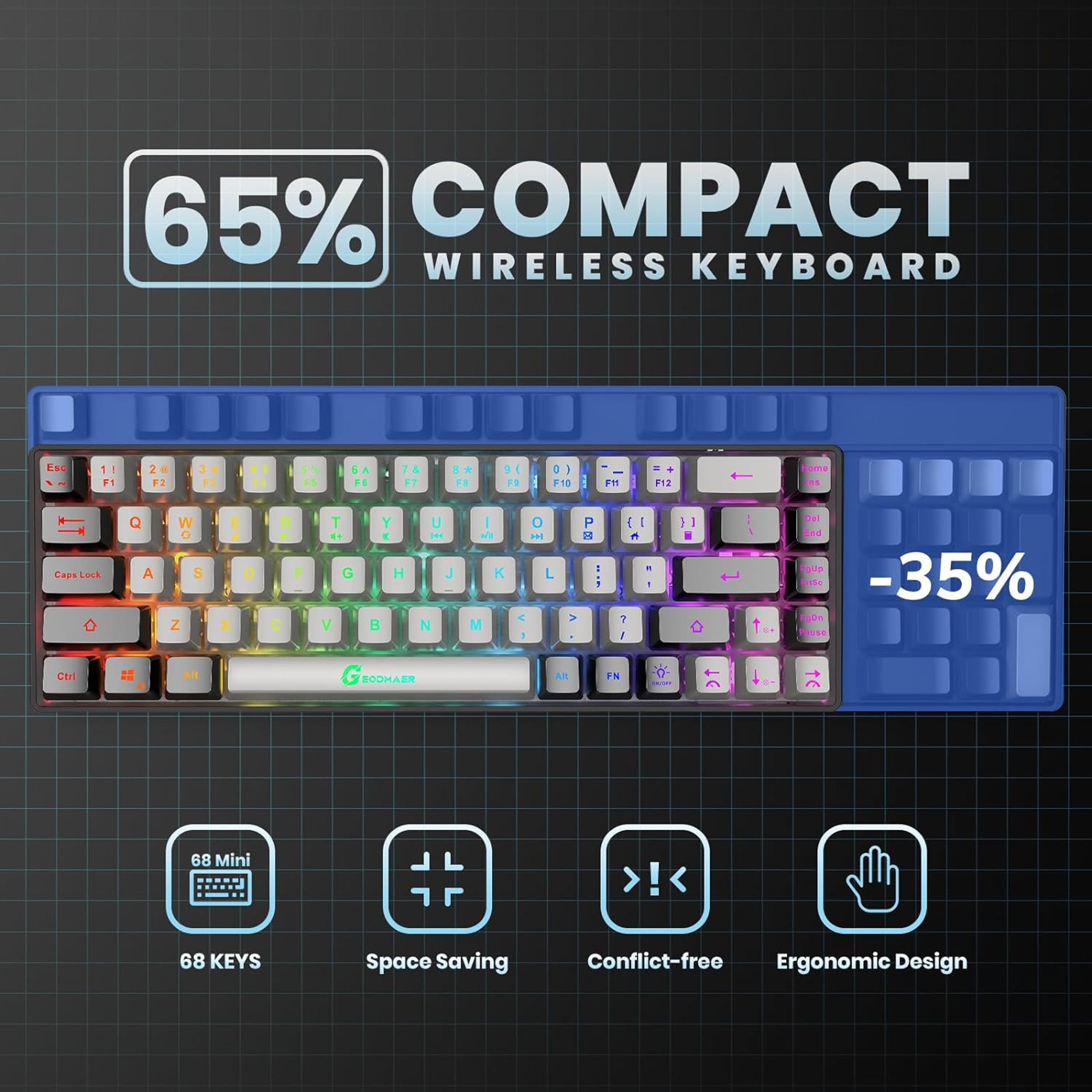 StealthGlow Wireless Gaming Keyboard With Rechargeable RGB Backlight 3