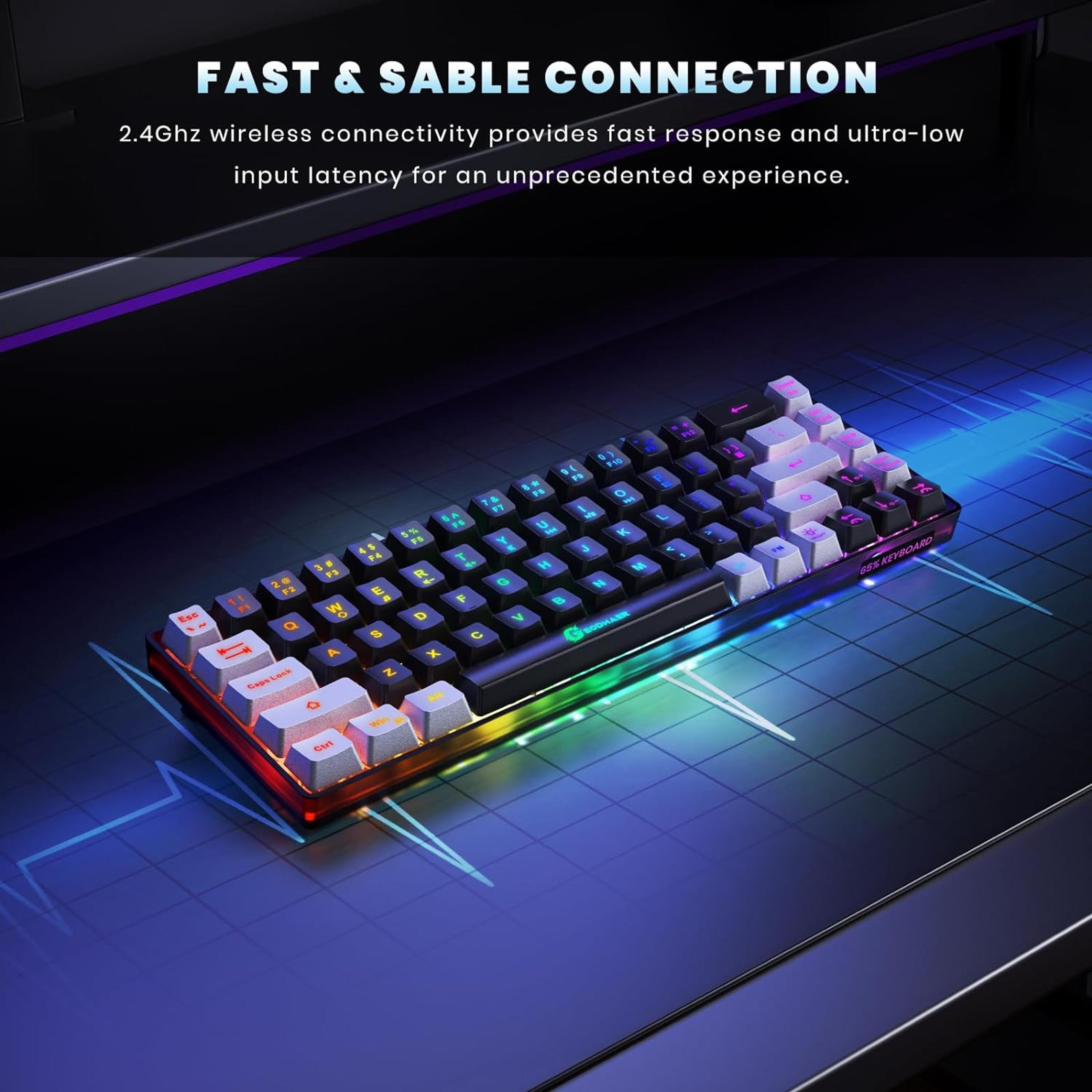 StealthGlow Wireless Gaming Keyboard With Rechargeable RGB Backlight 4