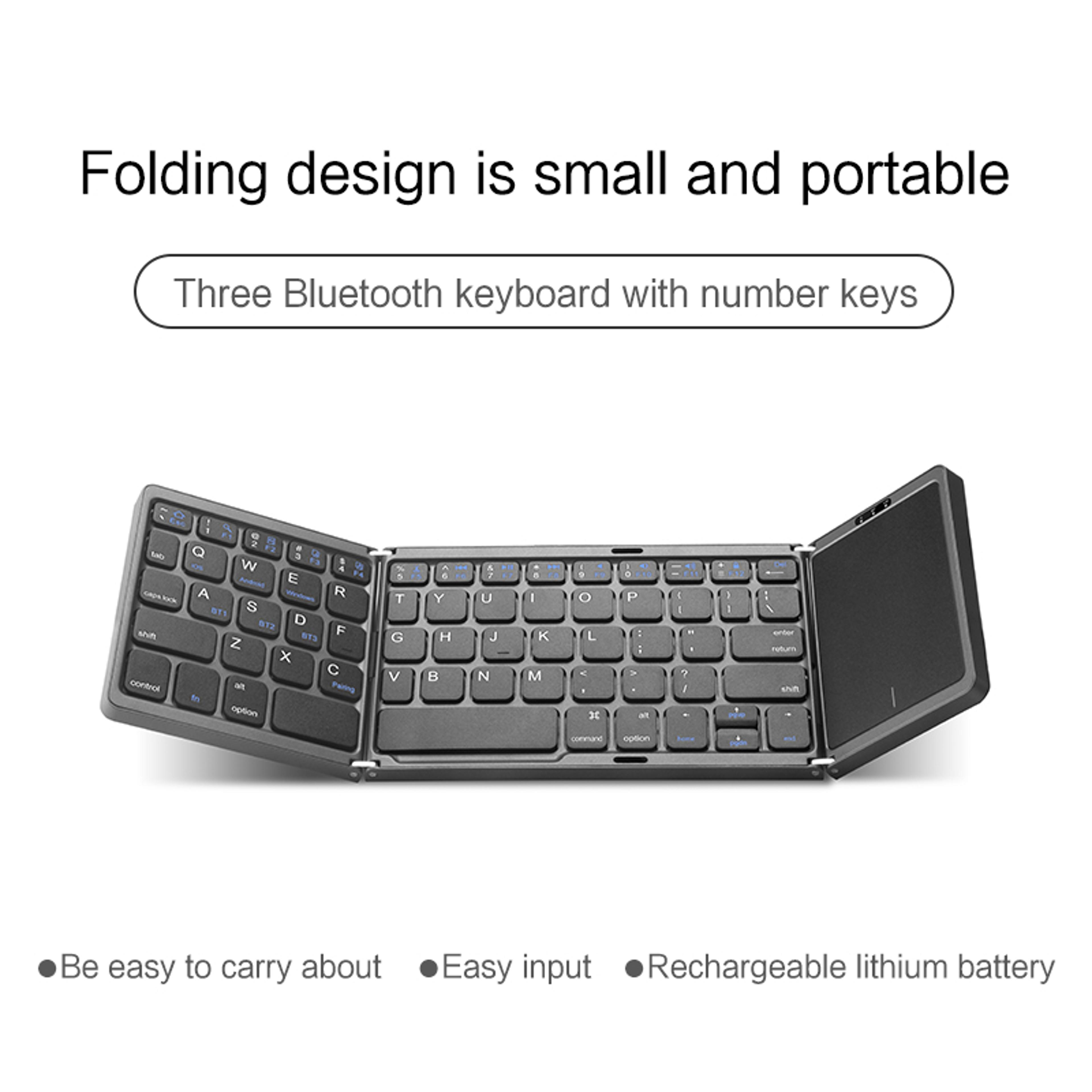 Foldable Bluetooth Keyboard With Touchpad For Tablets Phones  Laptops 5