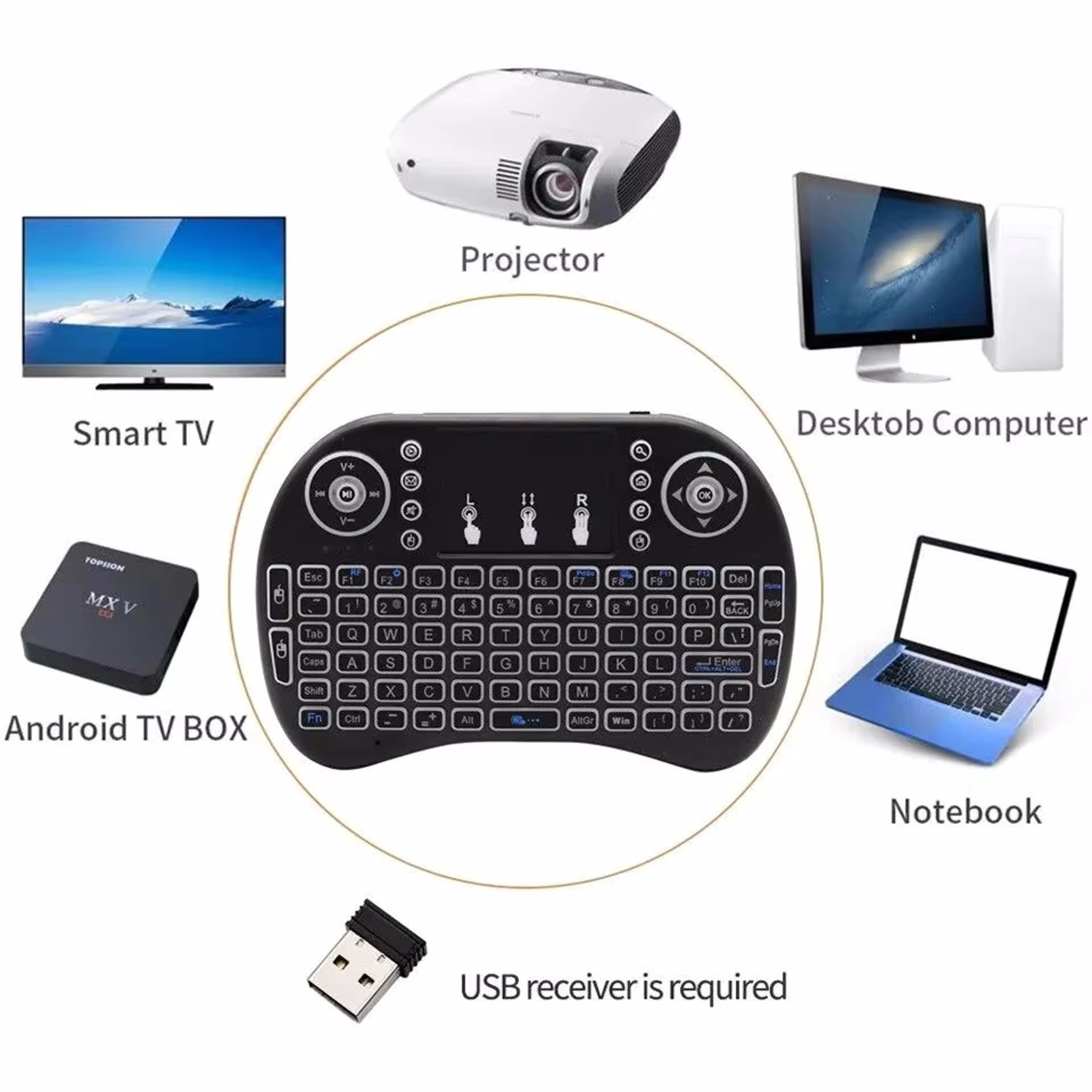Mini Wireless Keyboard Air Mouse With Touchpad RGB Backlit Smart TV Box Remote 4