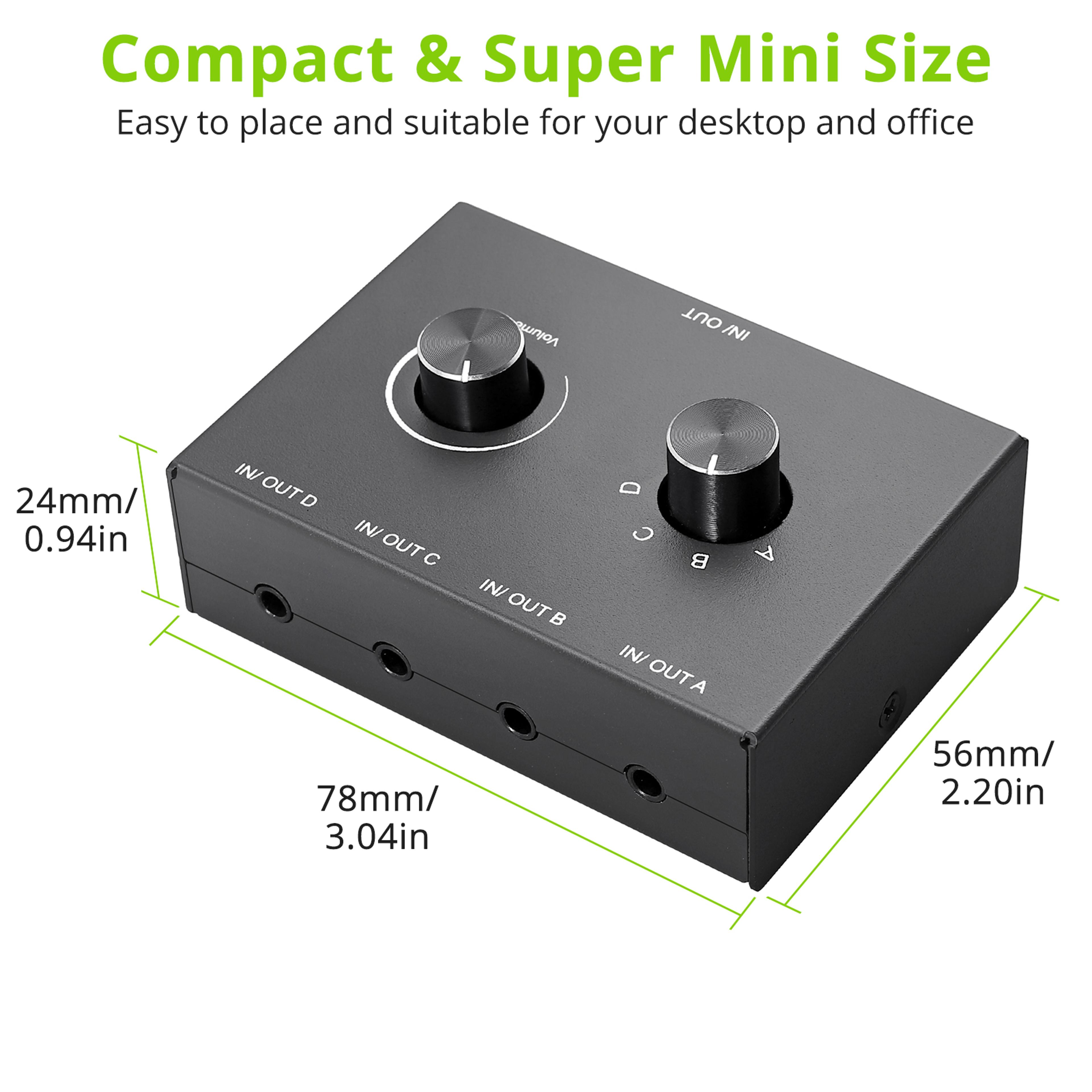 Audio Switcher  Stereo Audio Selector With Mute Button 4