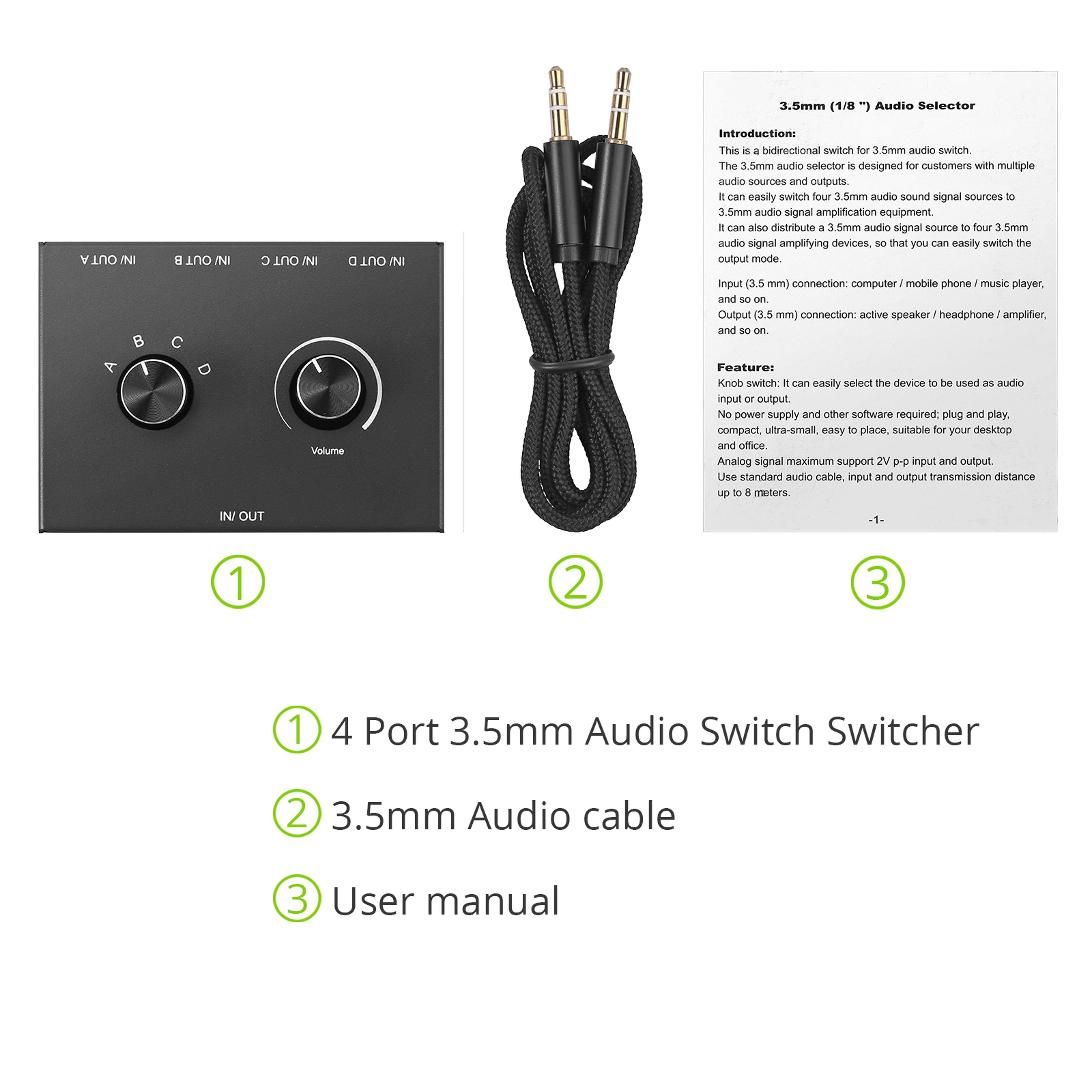 Audio Switcher  Stereo Audio Selector With Mute Button 6
