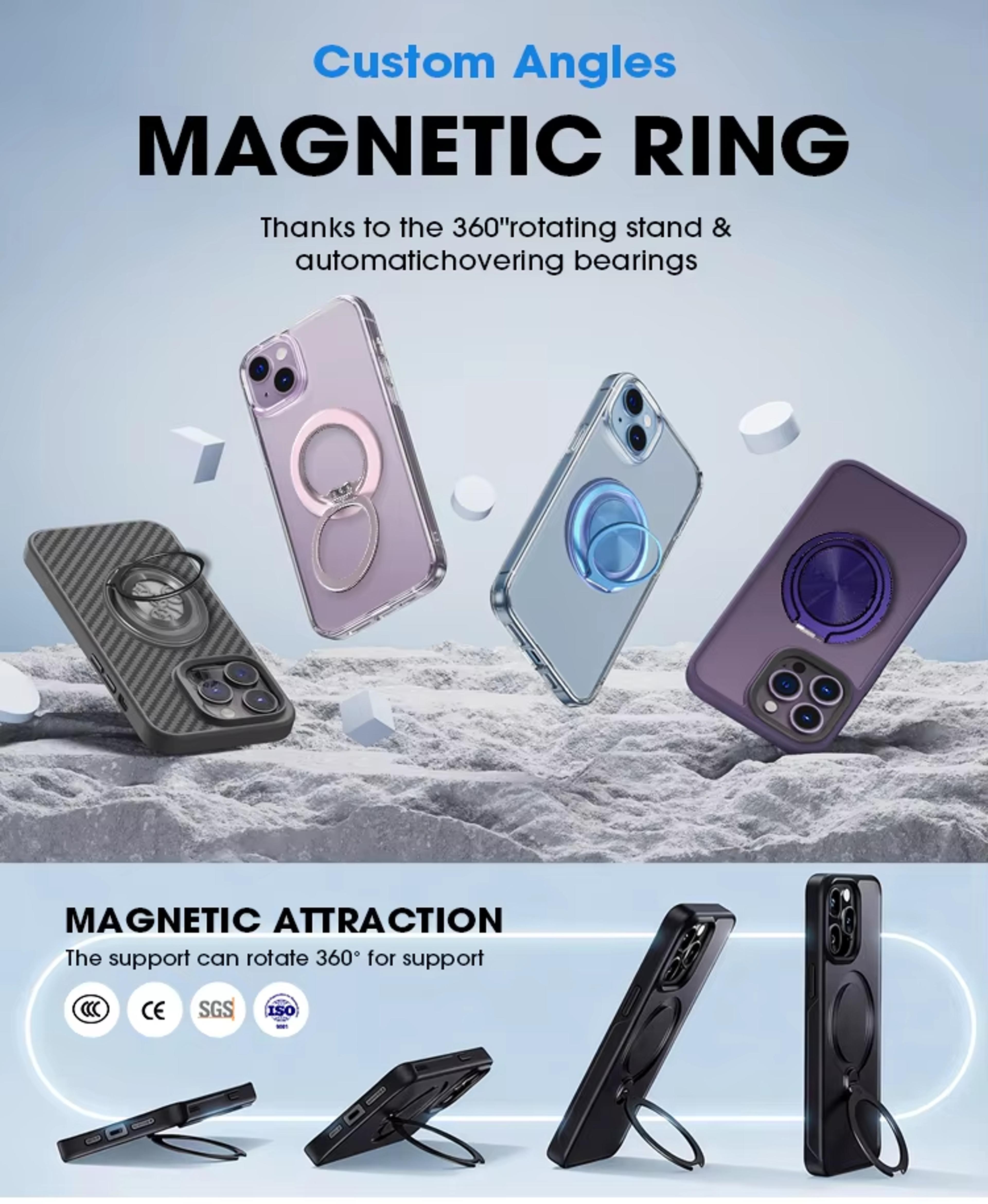 MagSafe Magnetic Phone Ring Holder With Rotating Kickstand 2