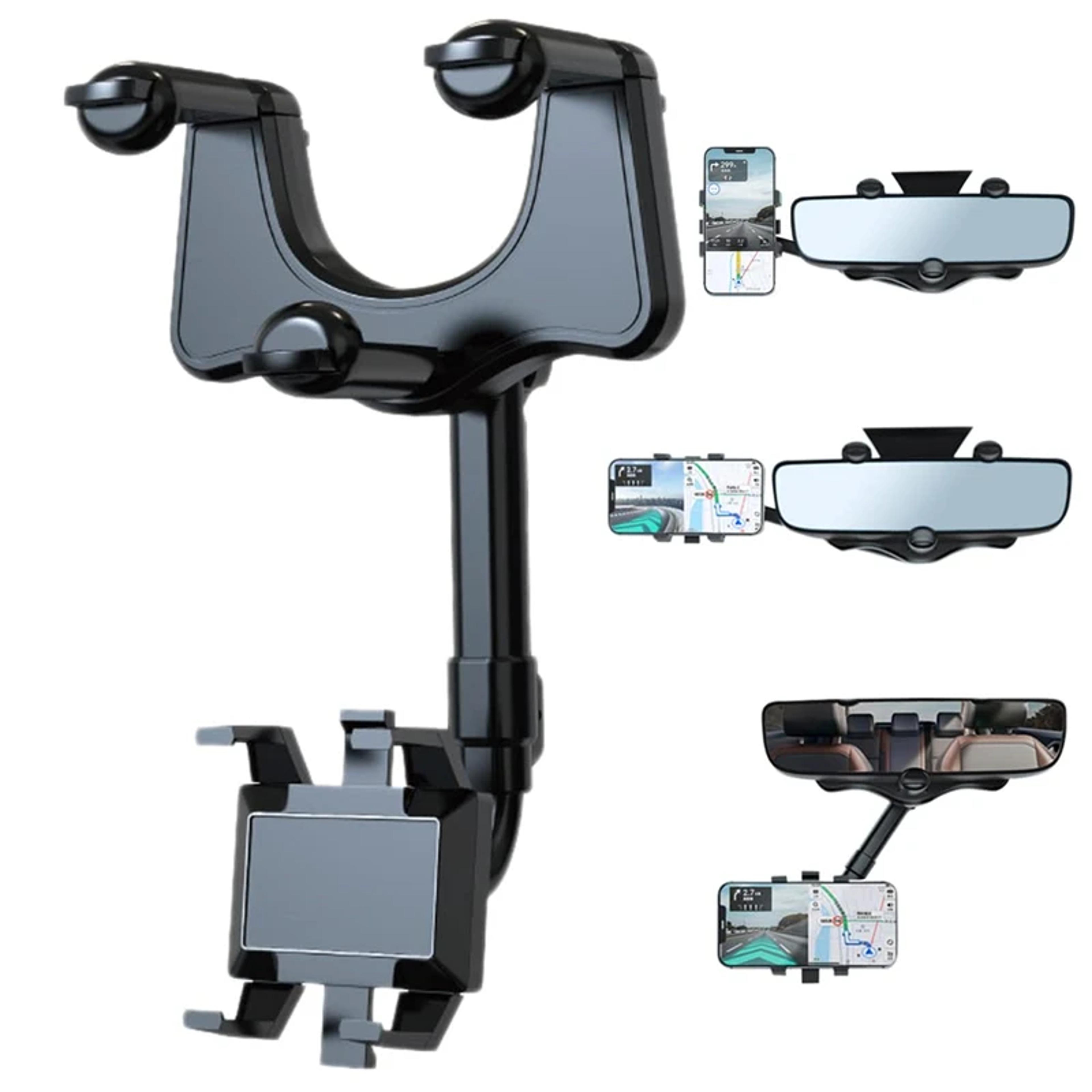 Rotating Rearview Mirror Phone Mount Adjustable Car Phone Holder 1