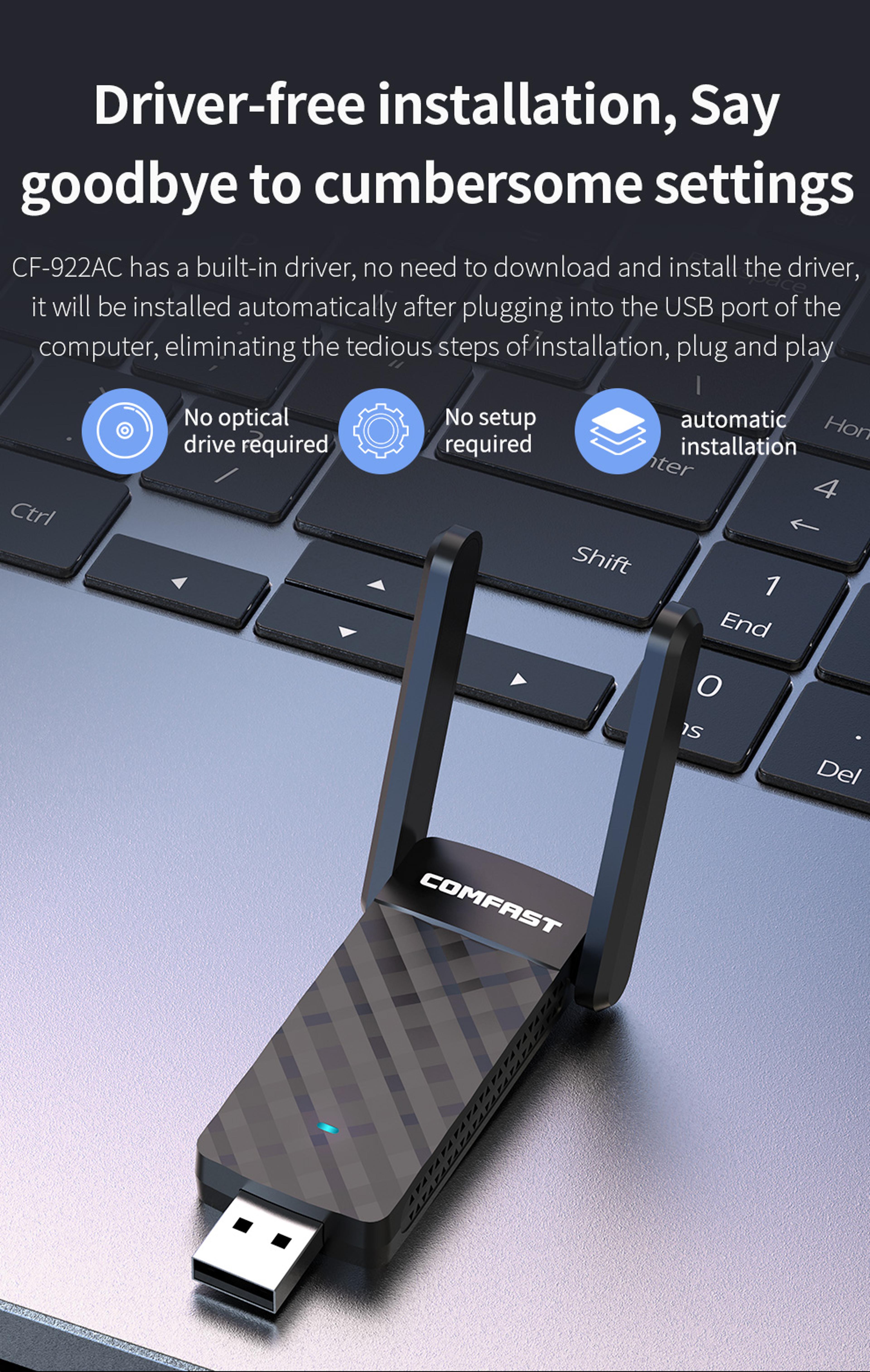 Dual Band USB WiFi Adapter Wireless Network Adapter For Windows Linux PC Laptop 1