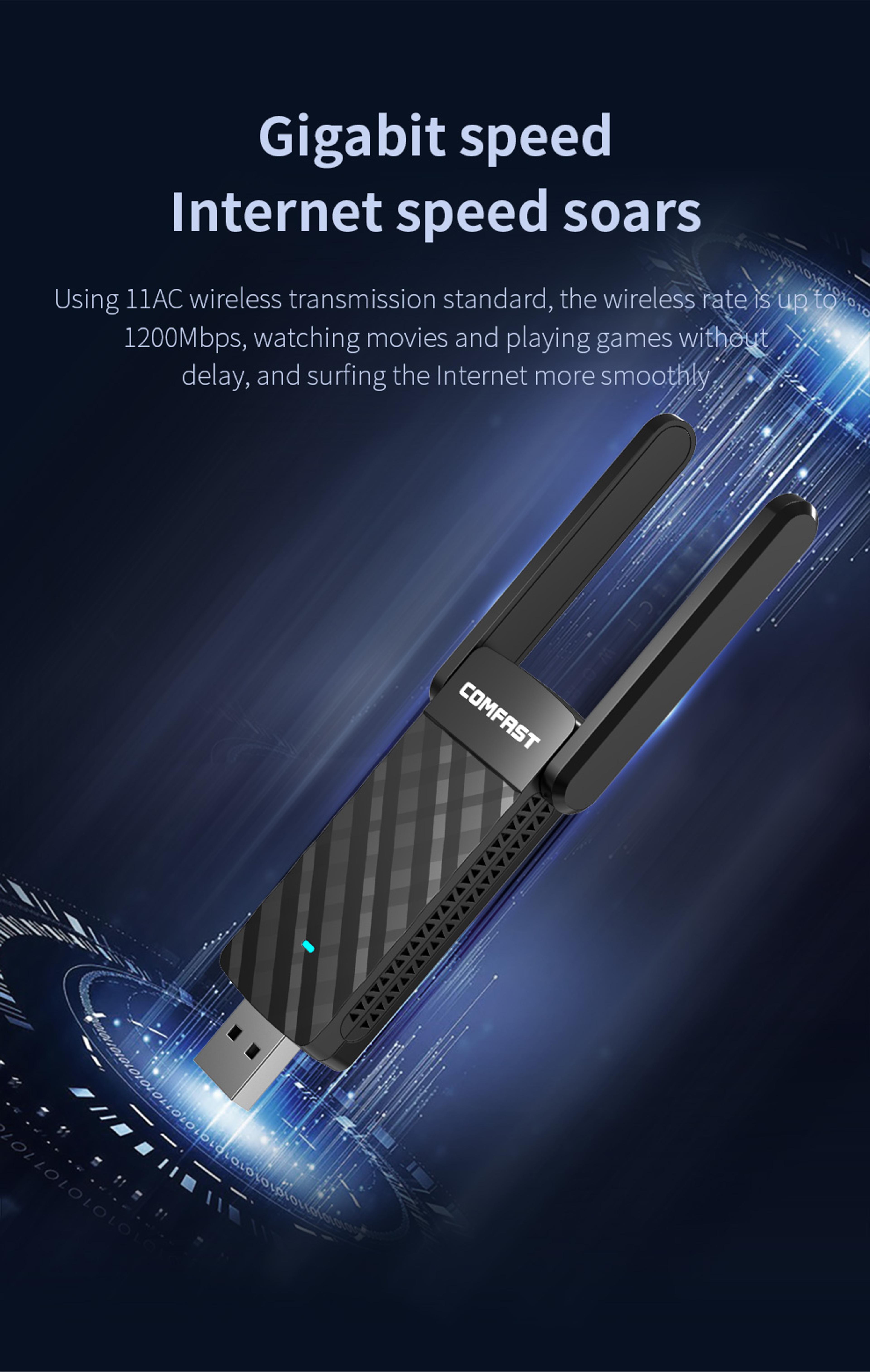 Dual Band USB WiFi Adapter Wireless Network Adapter For Windows Linux PC Laptop 3