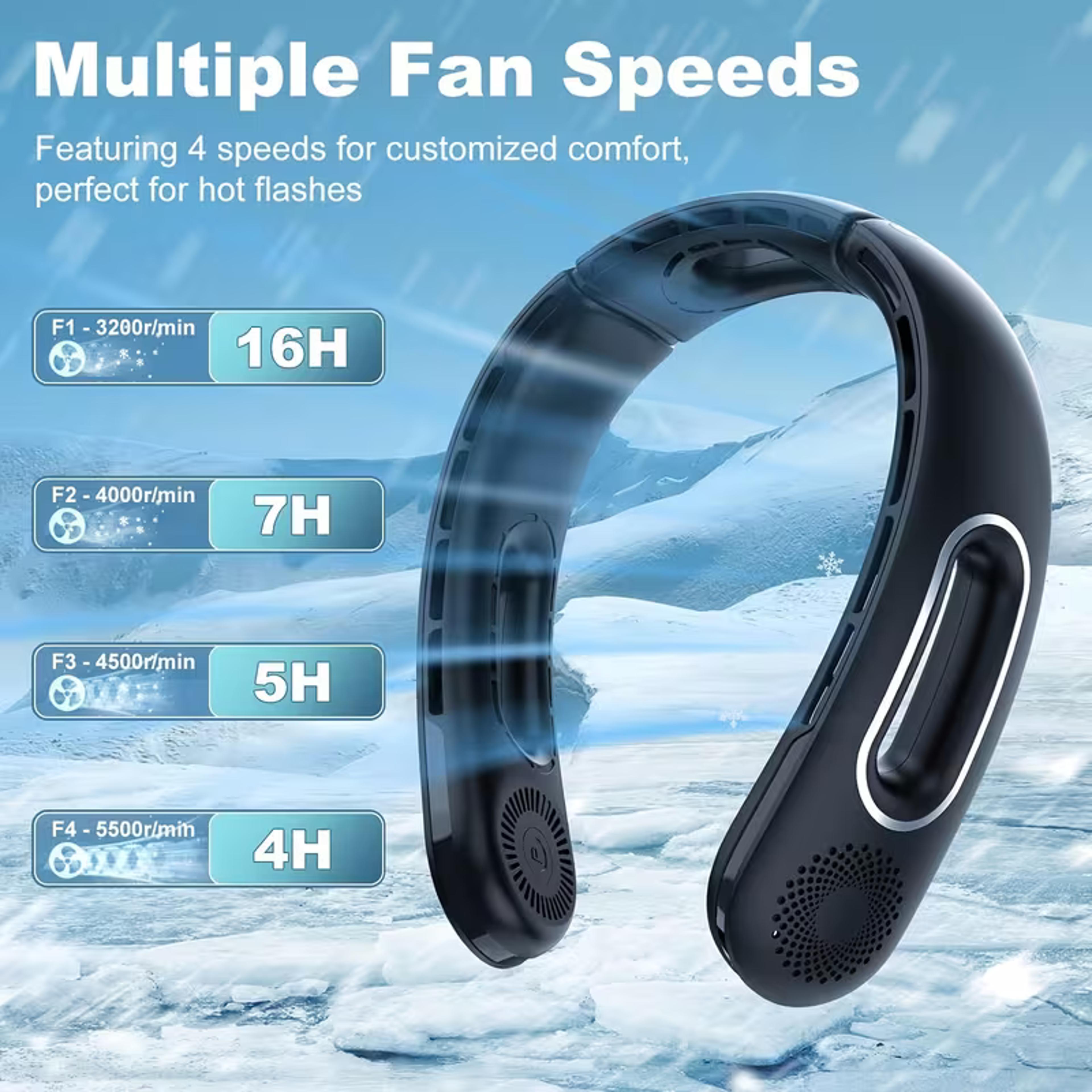 Arctic Breeze Portable Neck Fan USB Rechargeable Bladeless Wearable Cooling Fan With Speeds 2
