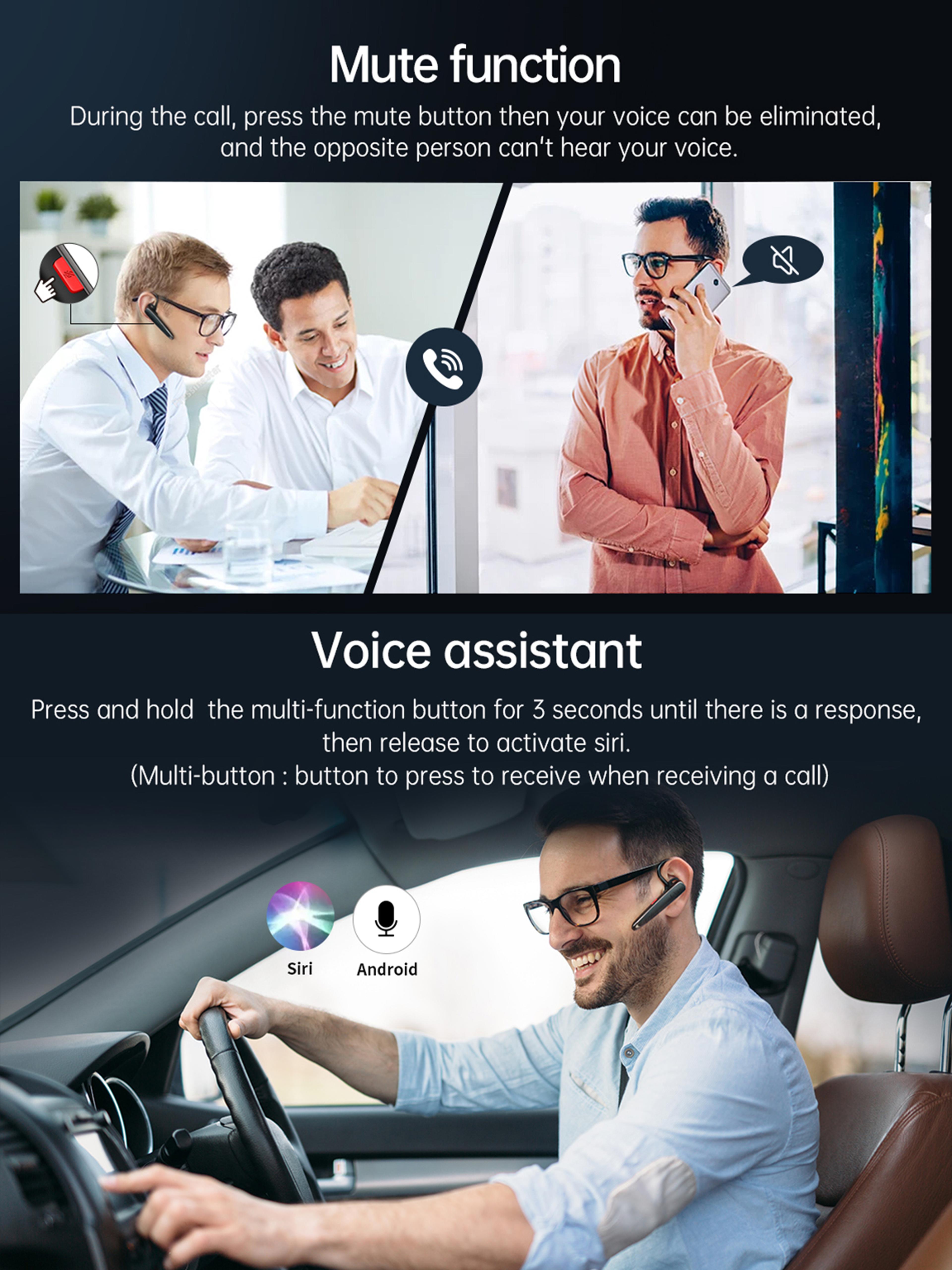 Bluetooth Headset Wireless Earpiece With Dual Mic Noise Cancelling For Driving  Work 4