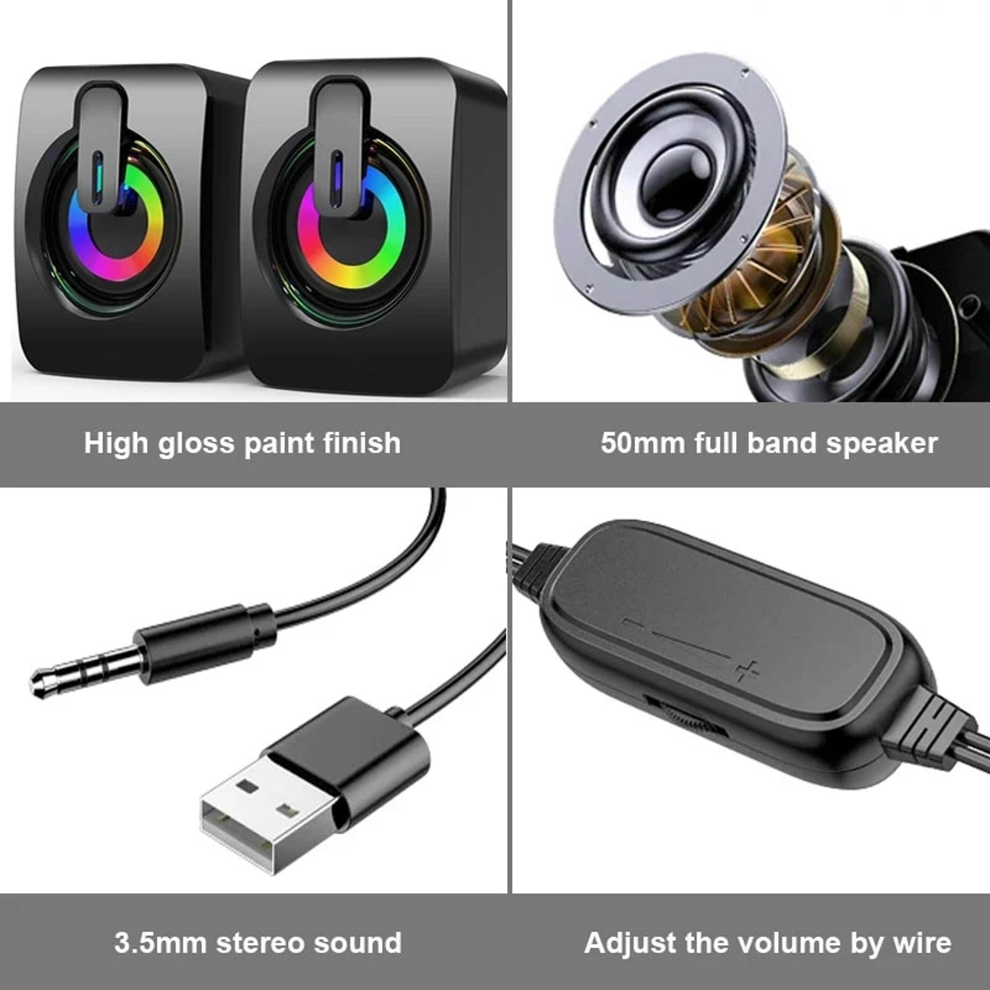Portable USB Powered Computer Speakers For PC Laptop Desktop With Clear Stereo Sound 6